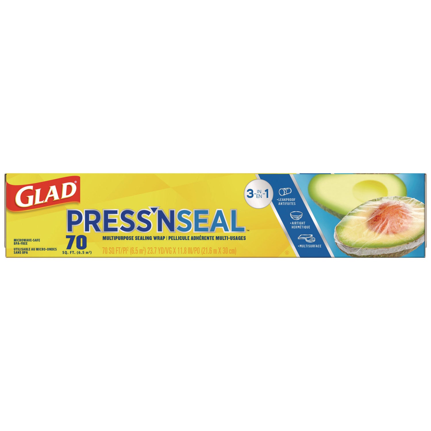 Glad® Press'n Seal Food Plastic Wrap, 70 sq ft, 12/Carton