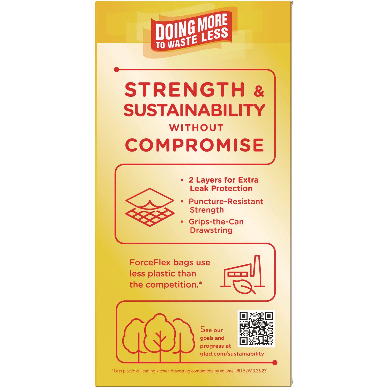 Glad® ForceFlex Kitchen Drawstring Trash Bags, 13 gal, Fresh Clean Scent, 24" x 27.38", White, 40 Bags/Box, 6 Boxes/Carton