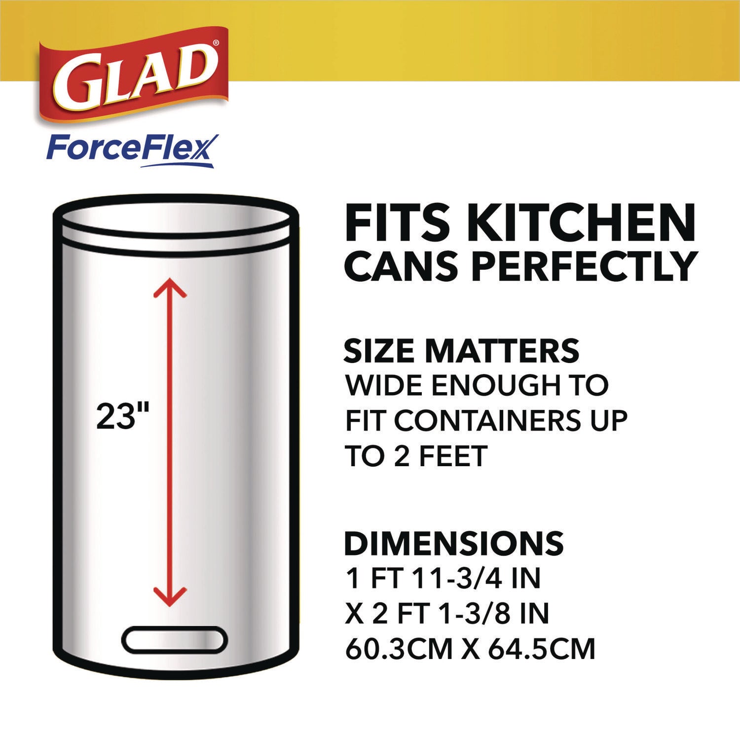 Glad® ForceFlex Kitchen Drawstring Trash Bags, 13 gal, Gain Original Scent, 24" x 27.38", White, 80 Bags/Box, 3 Boxes/Carton
