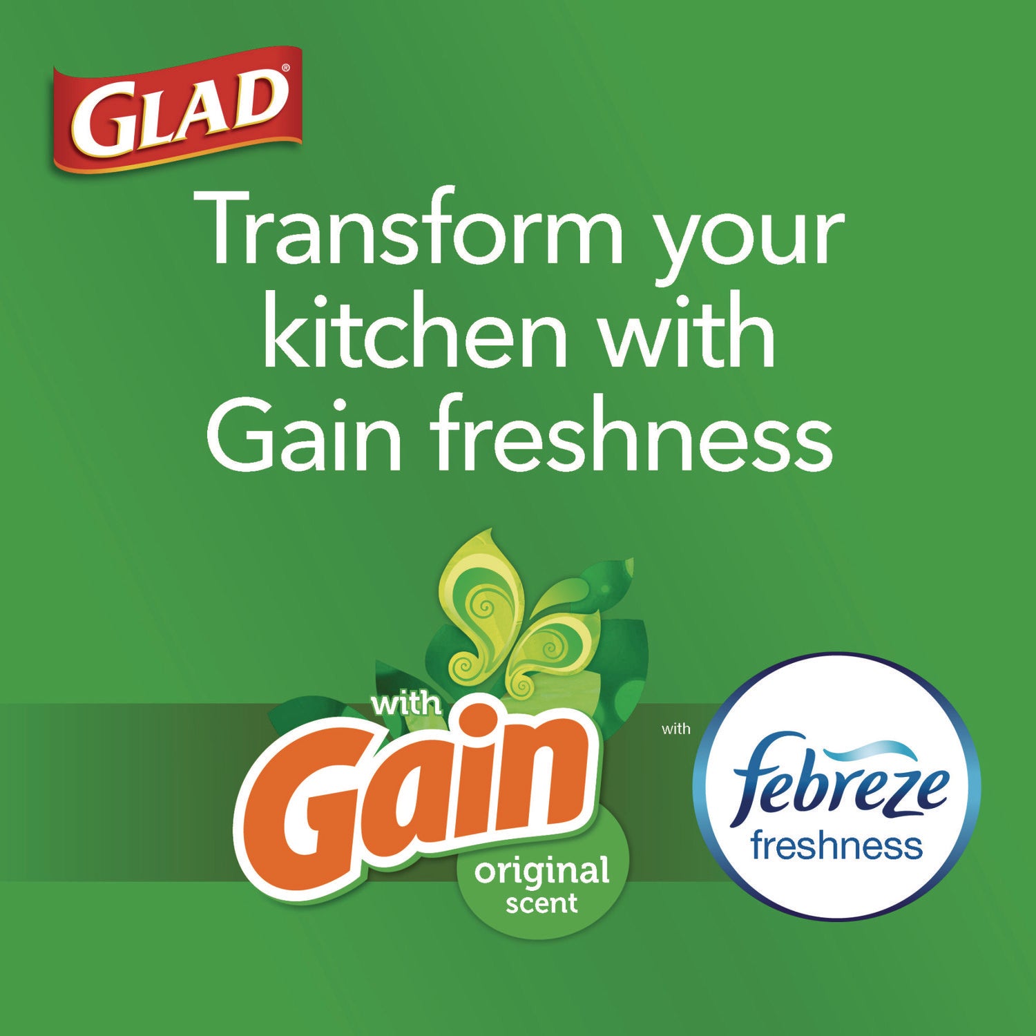 Glad® ForceFlex Kitchen Drawstring Trash Bags, 13 gal, Gain Original Scent, 24 x 27.38, White, 80/Box