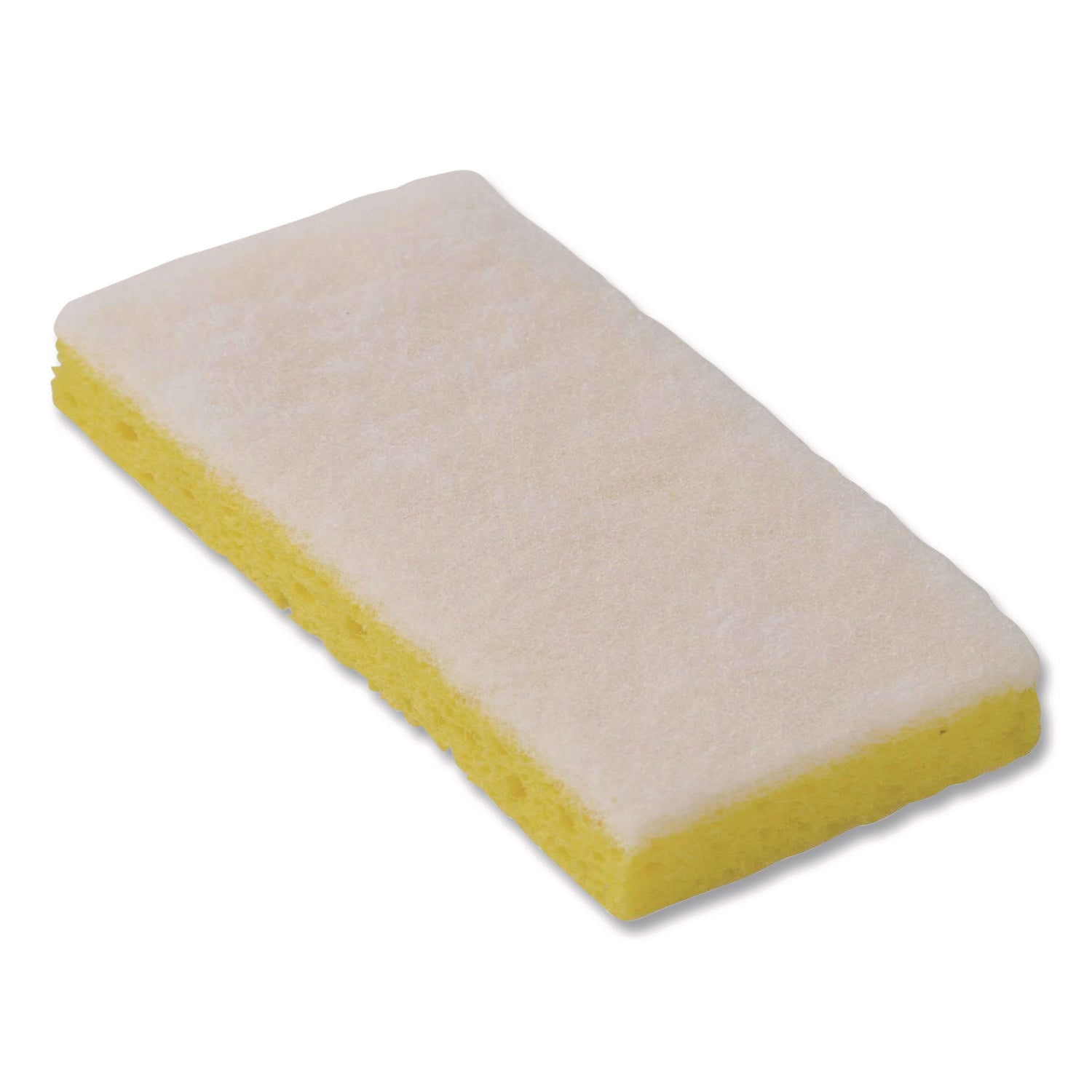 Americo® Resort Cut Scrub Sponge, Light Duty, 6.25 x 3.18, White/Yellow, 40/Carton