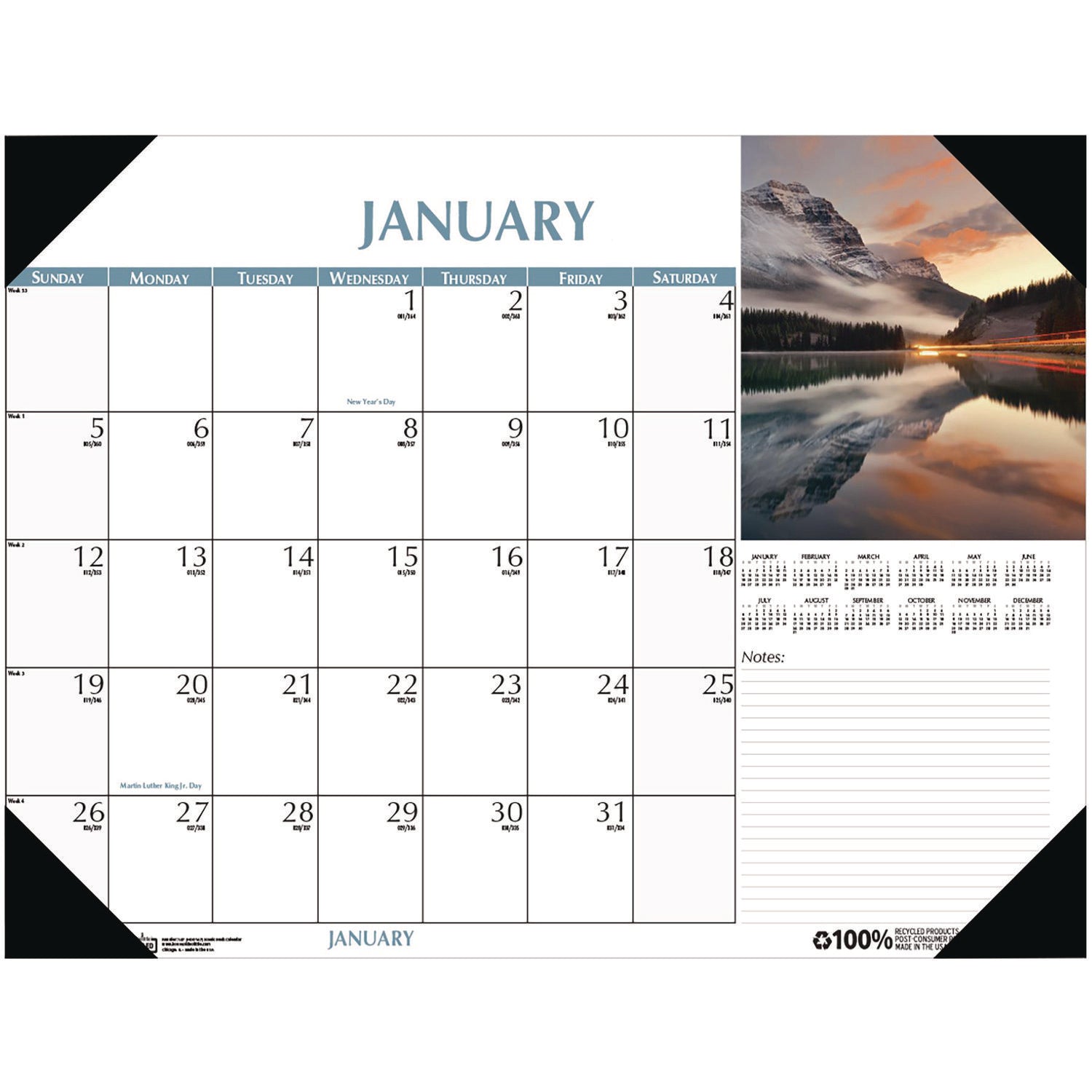 House of Doolittle™ Earthscapes Scenic Desk Pad Calendar, Scenic Photos, 18.5 x 13, White Sheets, Black Binding/Corners,12-Month (Jan-Dec): 2025