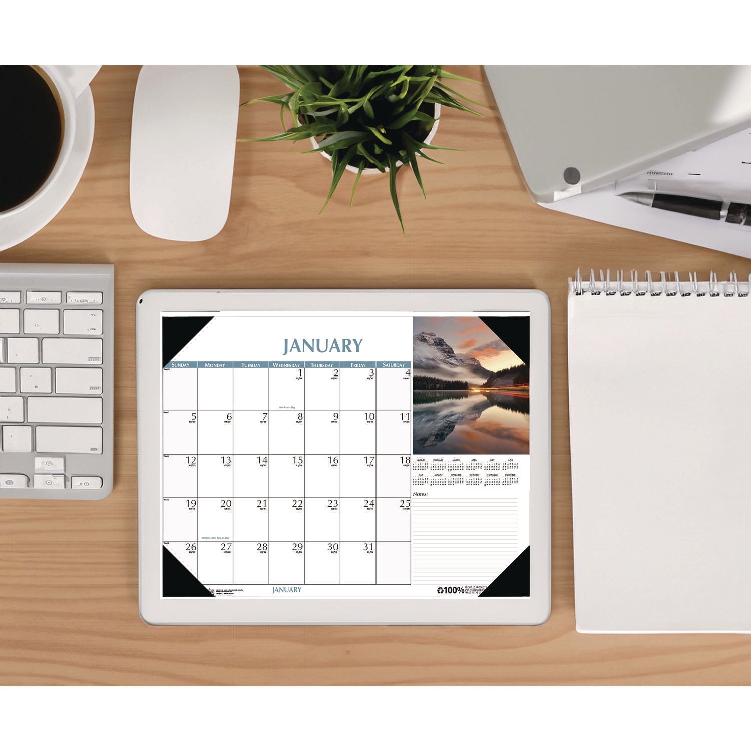 House of Doolittle™ Earthscapes Scenic Desk Pad Calendar, Scenic Photos, 18.5 x 13, White Sheets, Black Binding/Corners,12-Month (Jan-Dec): 2025