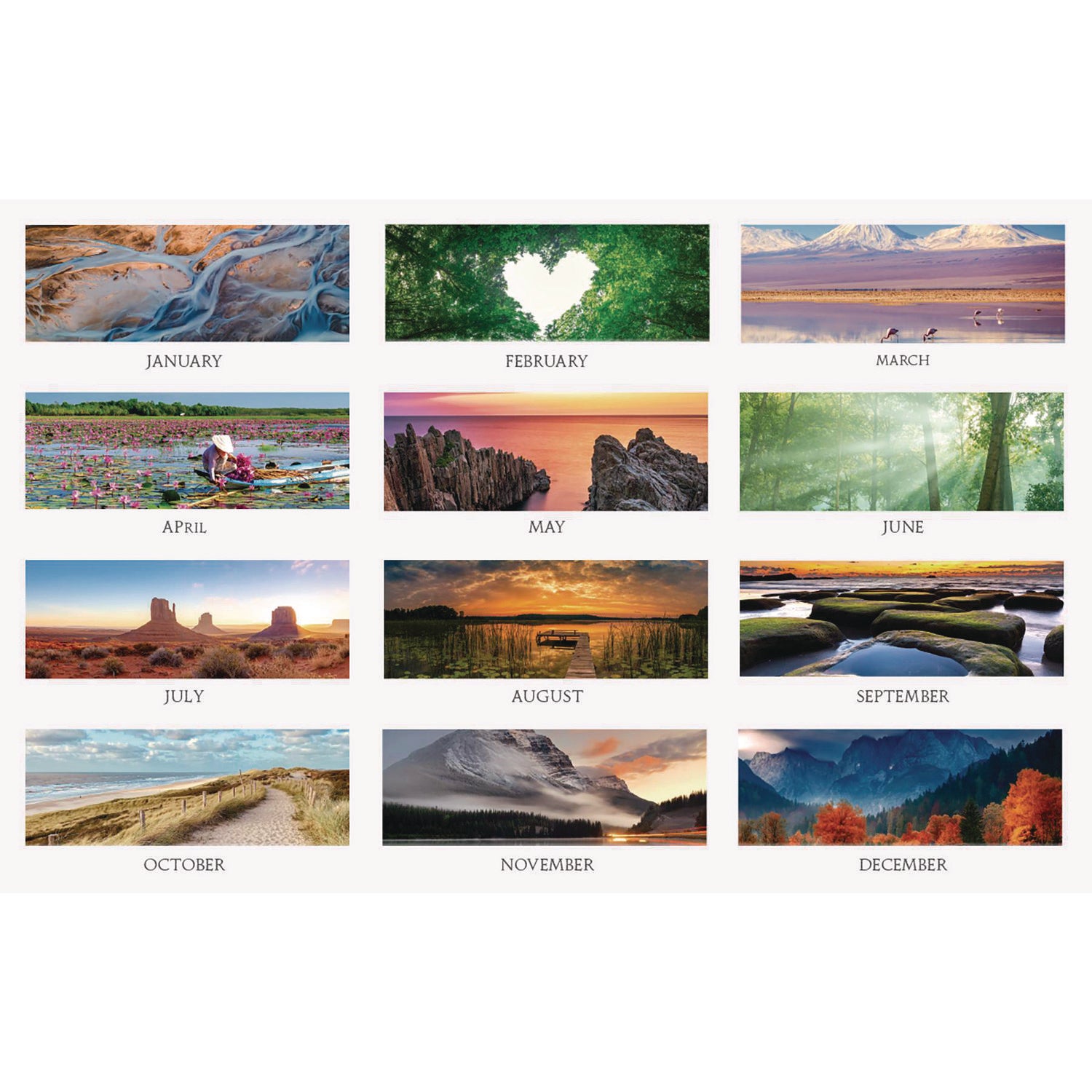 House of Doolittle™ Earthscapes Recycled 3-Month Vertical Wall Calendar, Scenic Photography, 8 x 17, White Sheets, 14-Month: Dec 2024 to Jan 2026