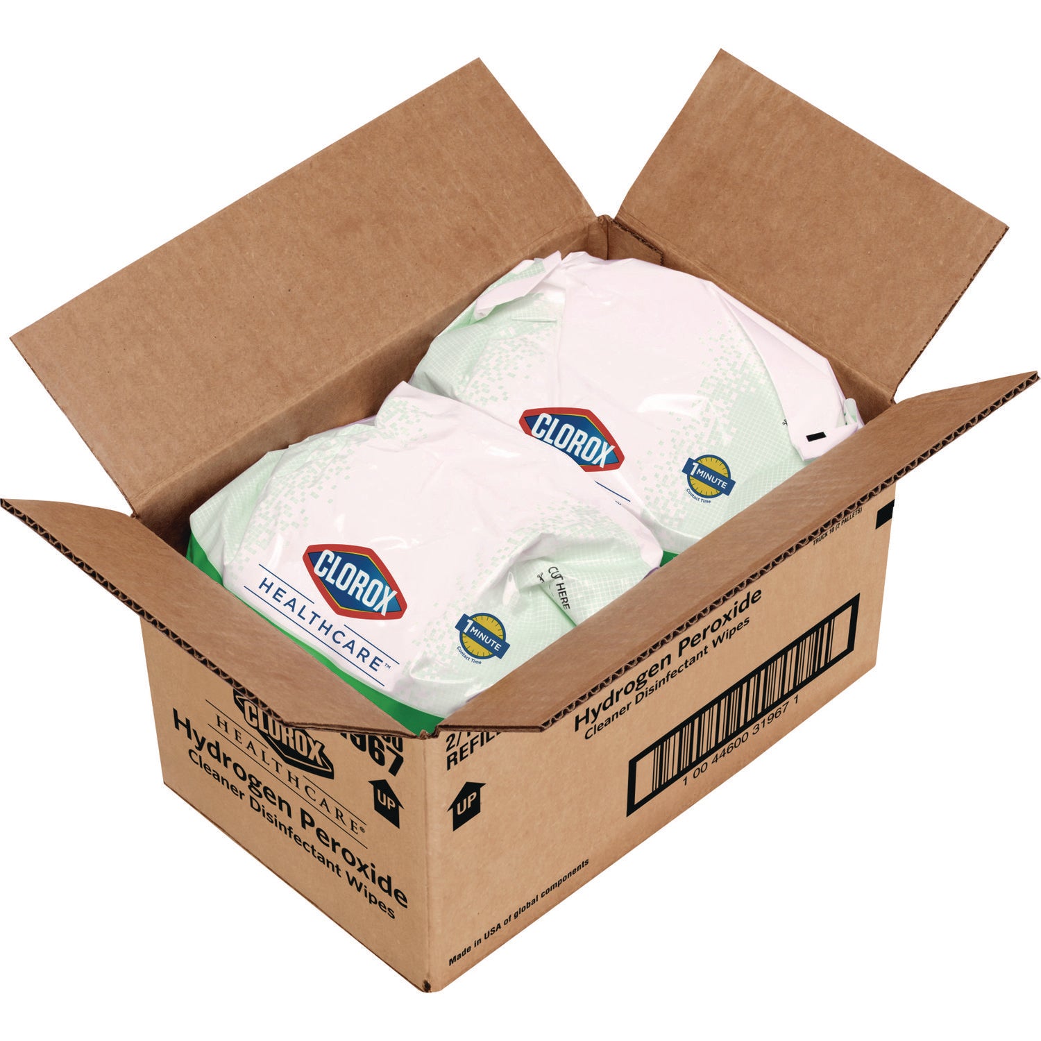 Clorox Healthcare® Hydrogen Peroxide Cleaner Disinfectant Wipes, 12 x 11, Unscented, White, 185/Pack, 2 Packs/Carton