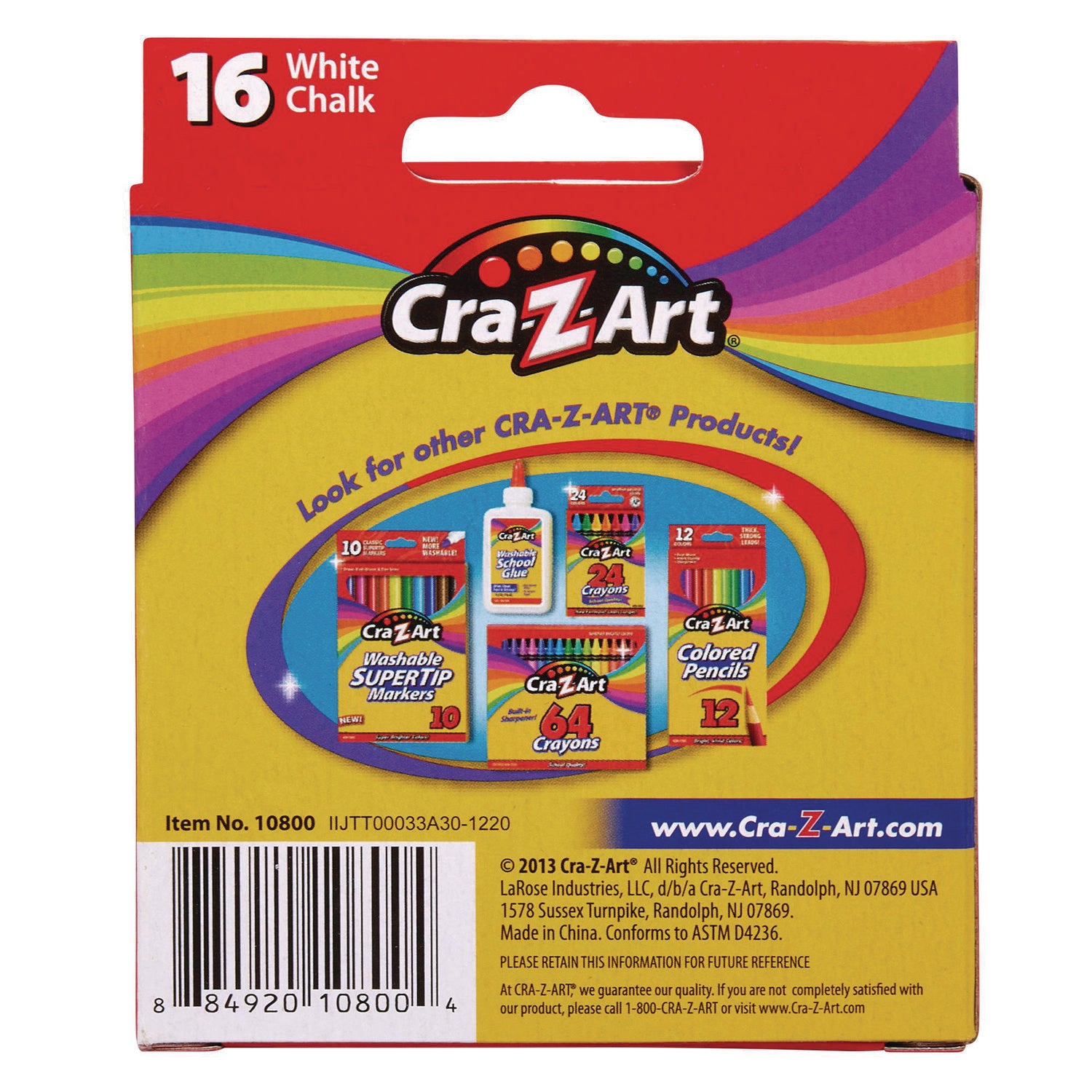 Cra-Z-Art® White Chalk, 16/pack