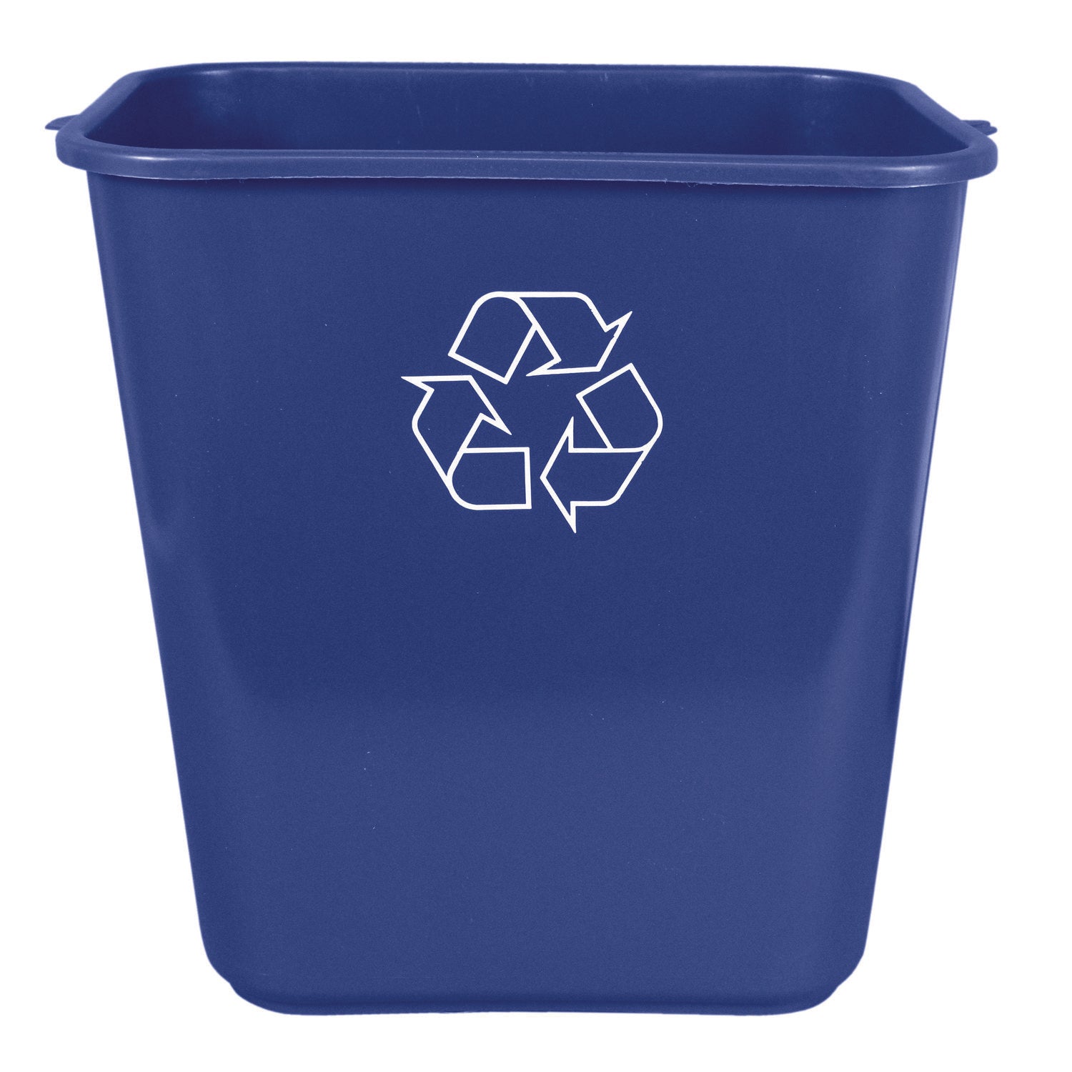 Impact® Soft-Sided Recycle Logo Plastic Wastebasket, 28 qt, Polyethylene, Blue