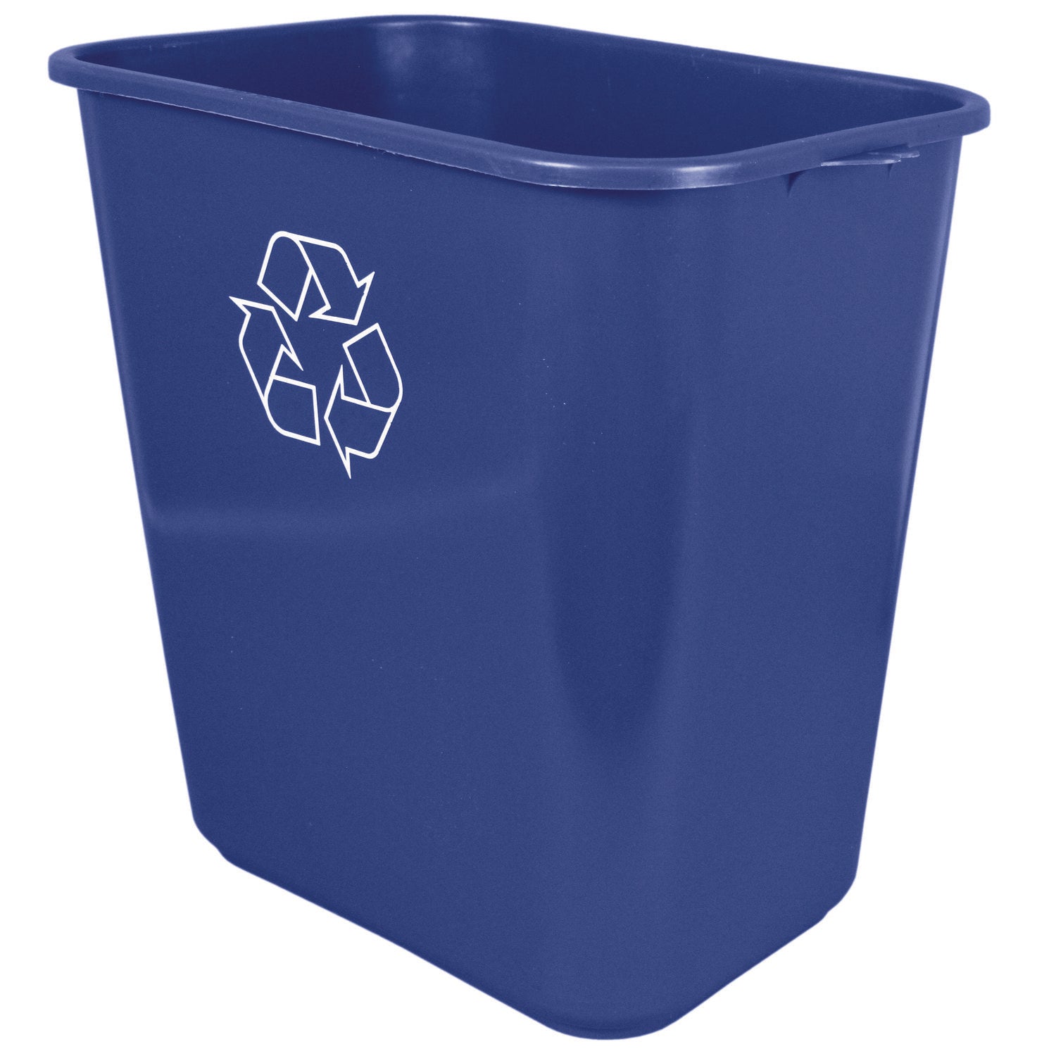 Impact® Soft-Sided Recycle Logo Plastic Wastebasket, 28 qt, Polyethylene, Blue