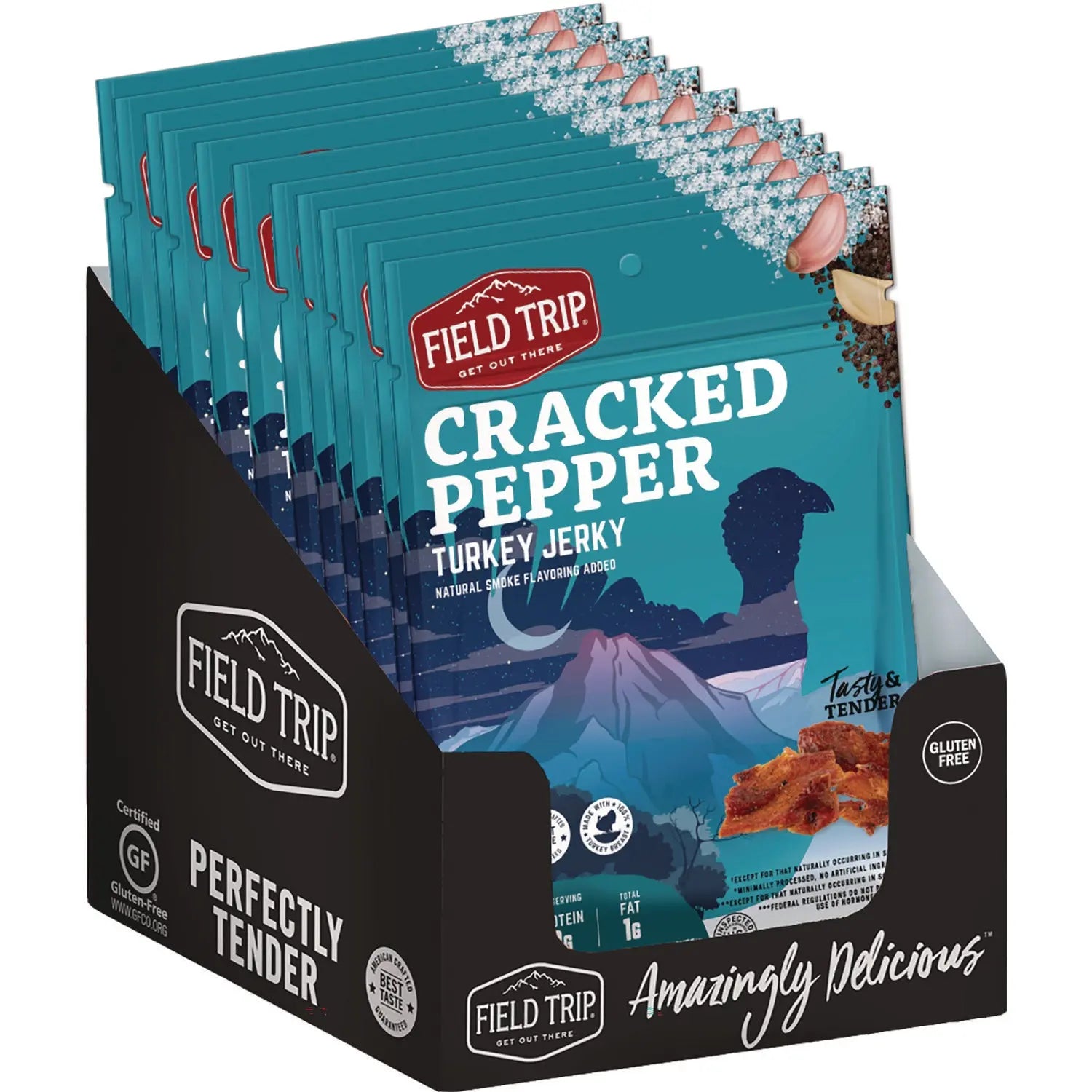 Turkey Jerky, Cracked Pepper Turkey, 1 oz Bag, 12 Bags/Carton Field Trip® Flipcost