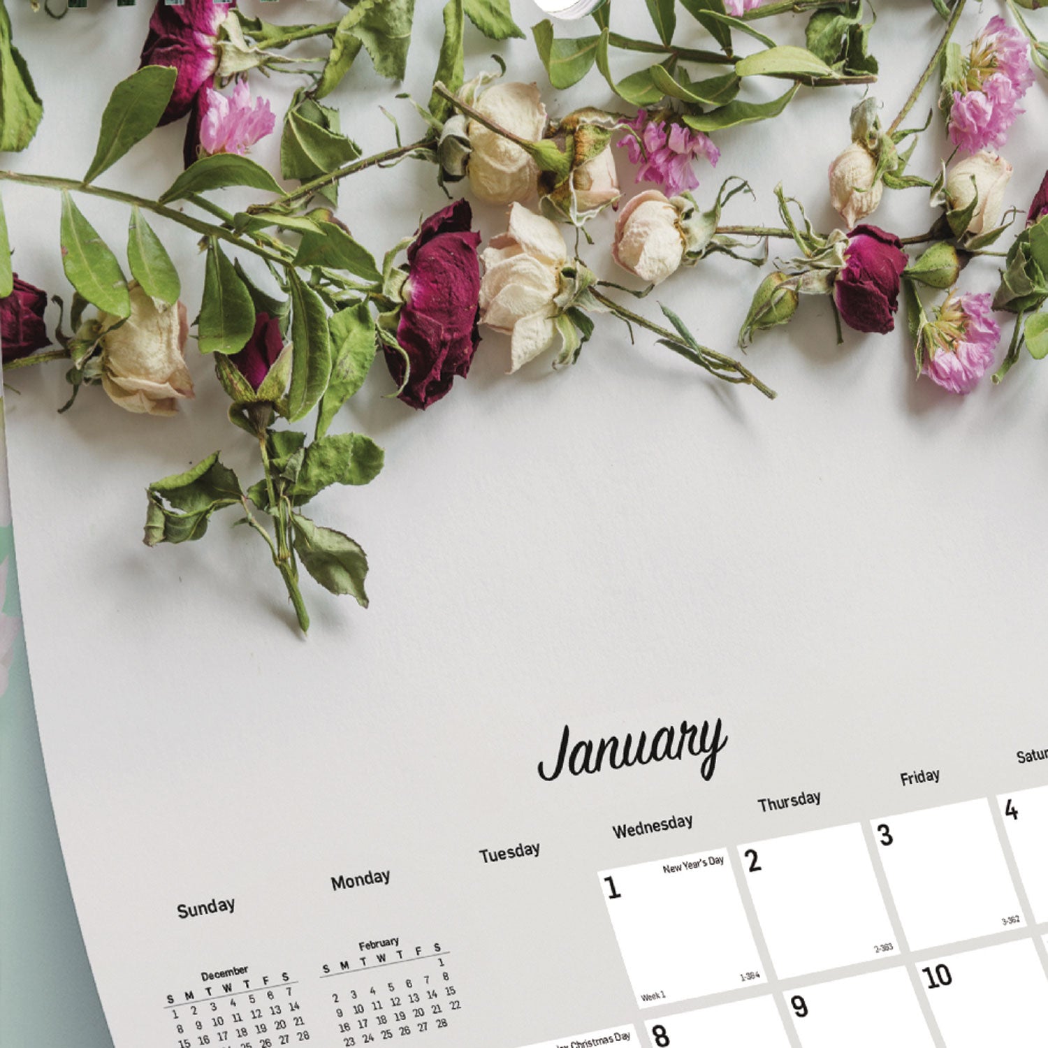 Blueline® Romantic Wall Calendar, Floral Photography, 12 x 17, White/Multicolor Sheets, 12-Month (Jan to Dec): 2025