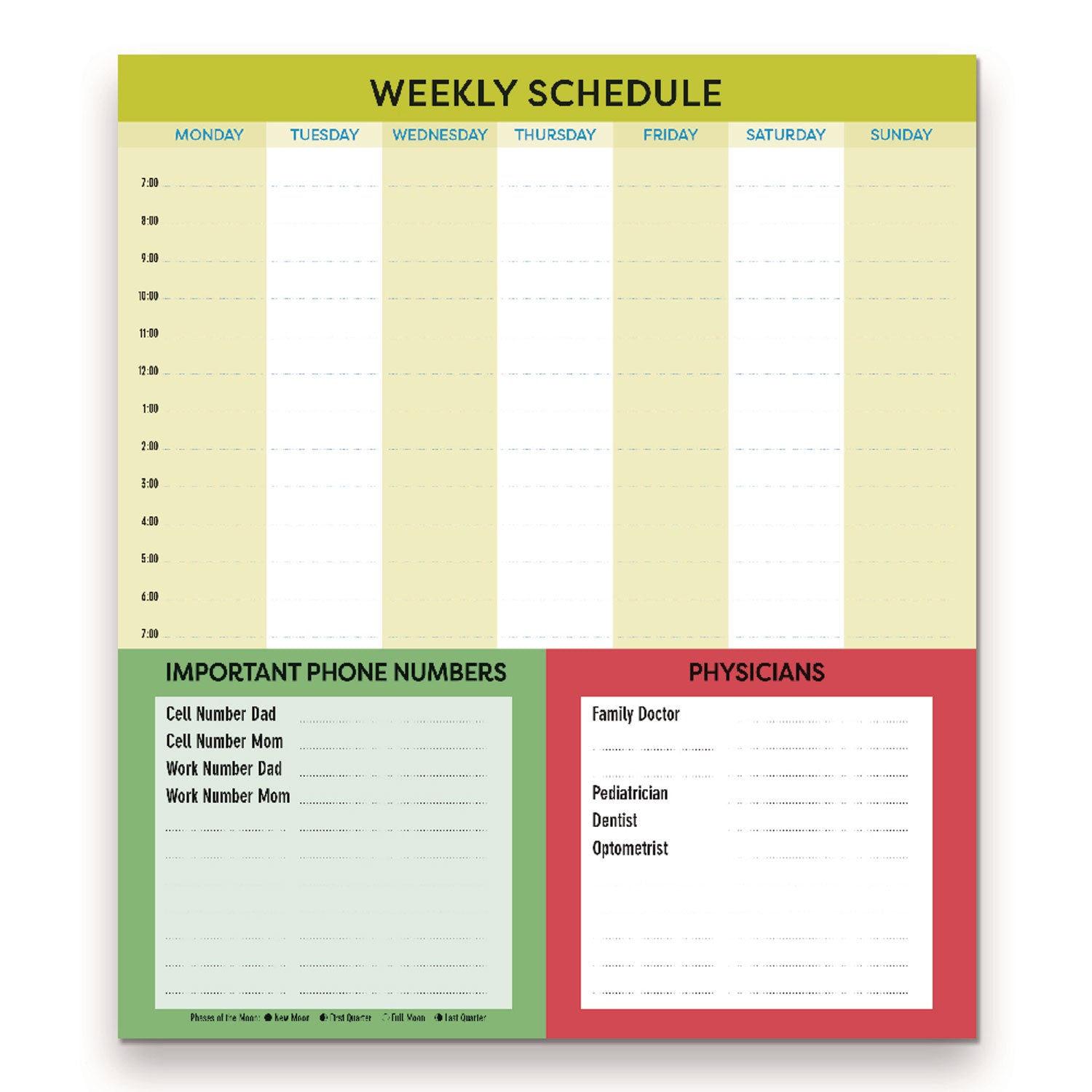 Blueline® Fridge Planner Magnetized Monthly Calendar with Pads + Pencil, 14 x 13.5, Yellow/Green Sheets, 17-Month: Aug 2024 to Dec 2025