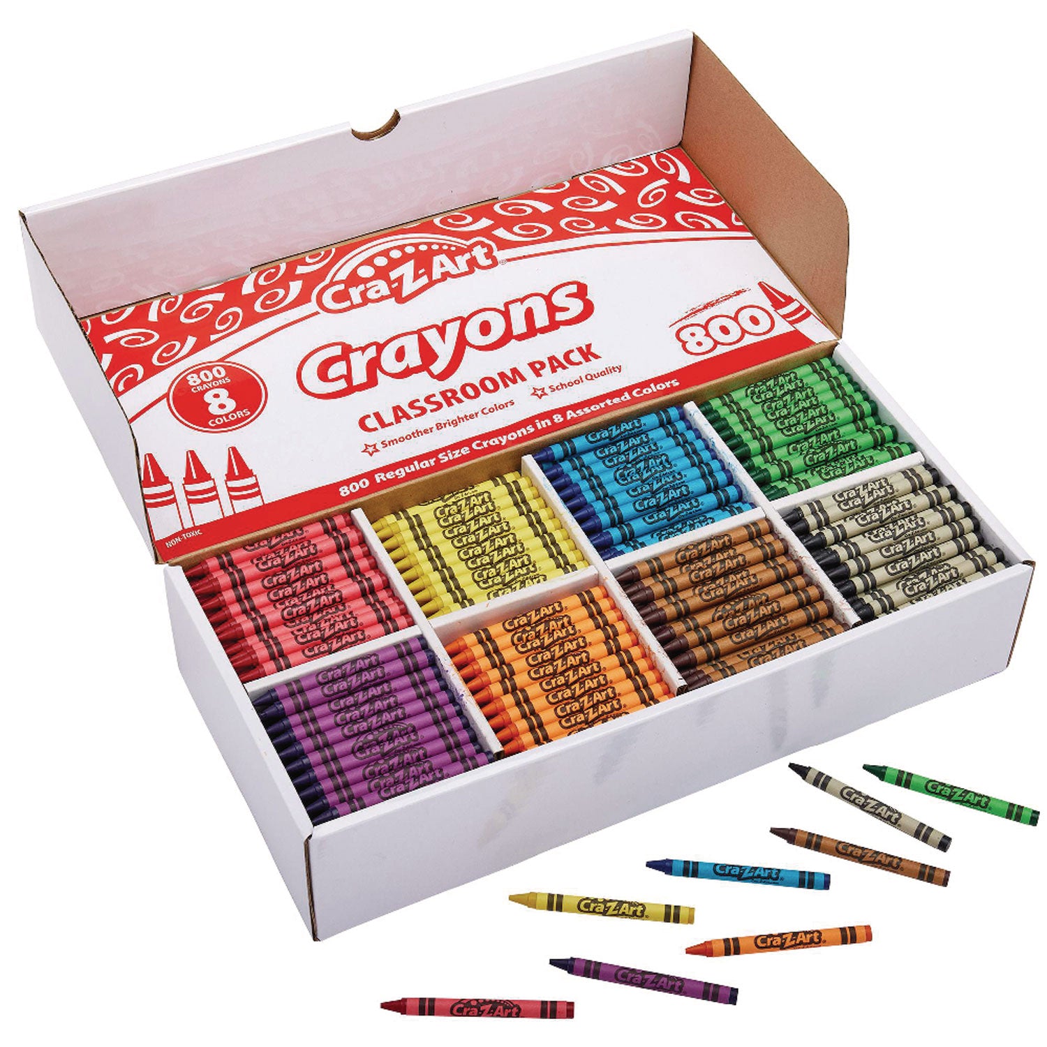 Cra-Z-Art® Crayons, 8 Assorted Colors, 800/pack