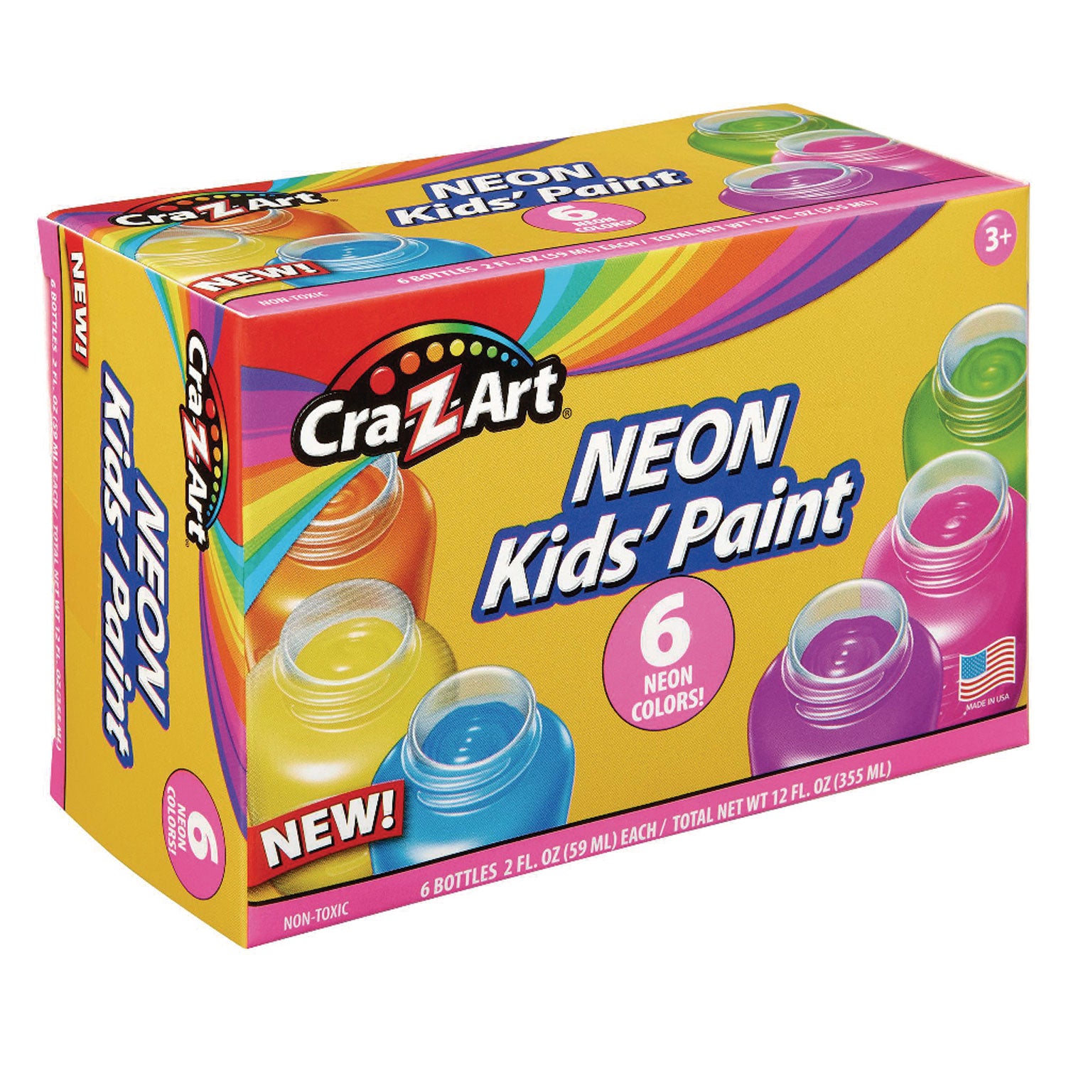 Cra-Z-Art® Neon Washable Kids' Paint, 6 Assorted Neon Colors, 2 Oz Bottle, 6/pack