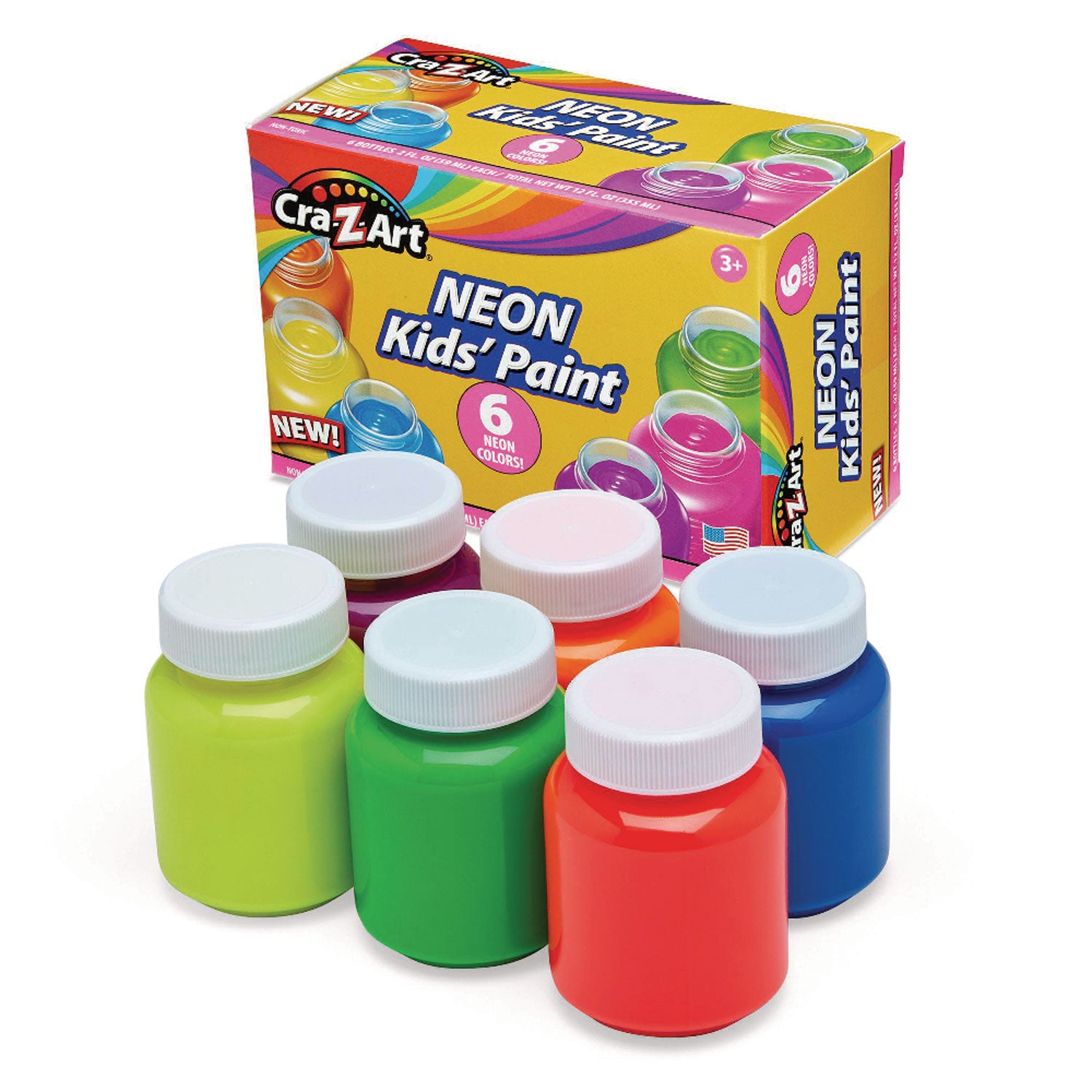 Cra-Z-Art® Neon Washable Kids' Paint, 6 Assorted Neon Colors, 2 Oz Bottle, 6/pack