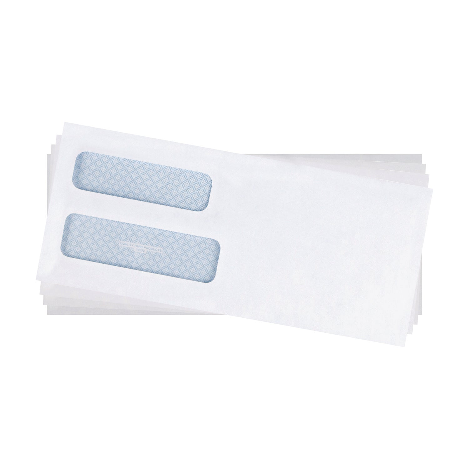 Quality Park™ Double Window Security-Tinted Check Envelope, #10, Commercial Flap, Gummed Closure, 4.13 X 9.5, White, 500/box