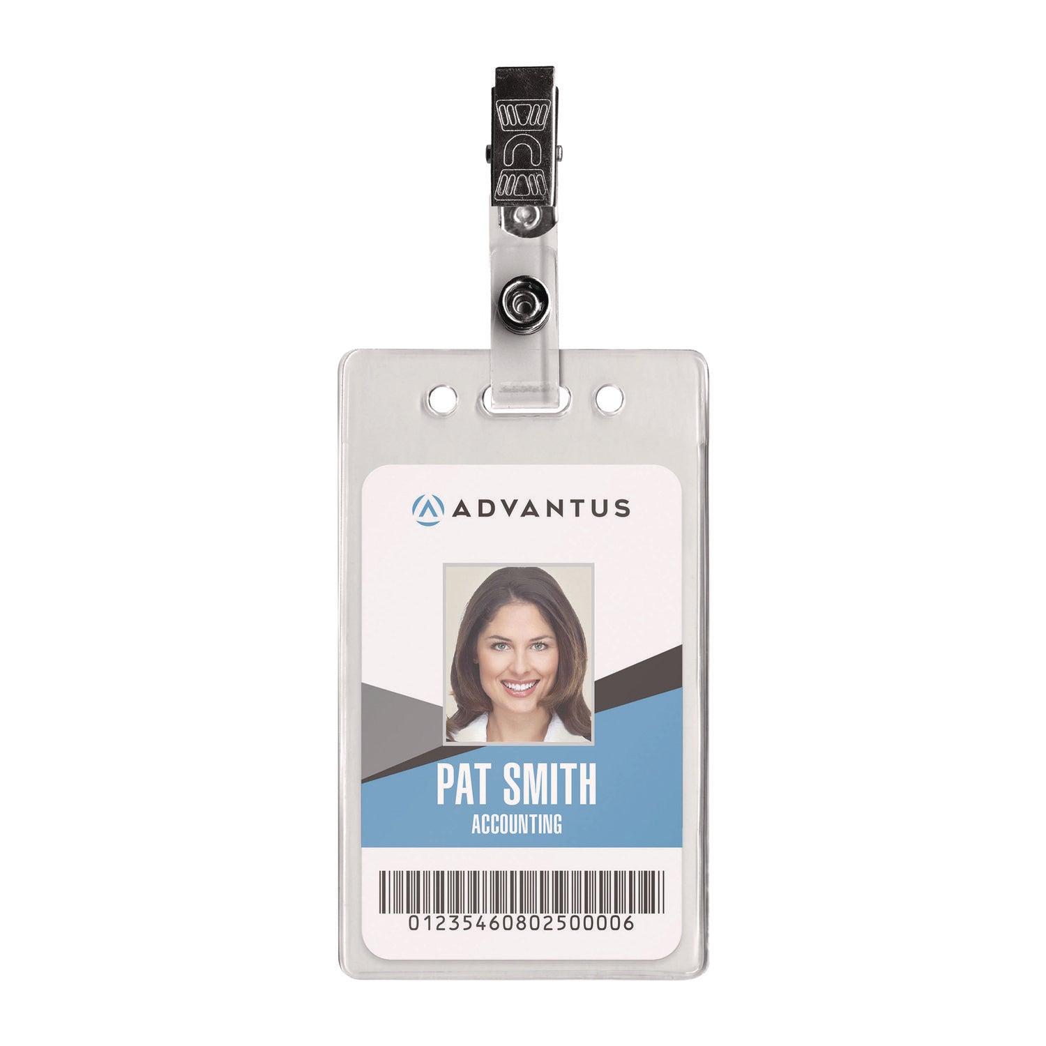Advantus Badge Straps With Clips, 0.38" X 2.75", Clear, 100/box
