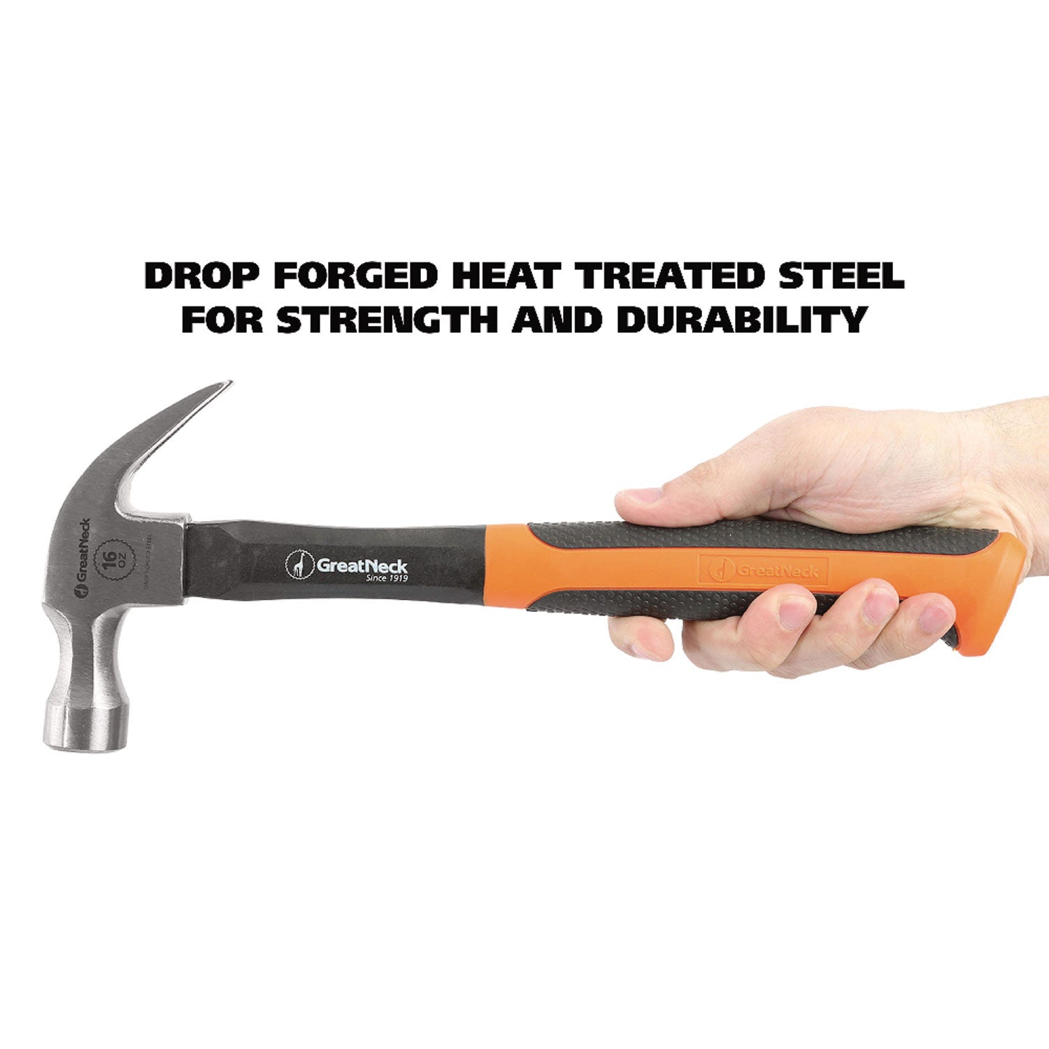 Great Neck® 16 oz Claw Hammer with High-Visibility Orange Fiberglass Handle