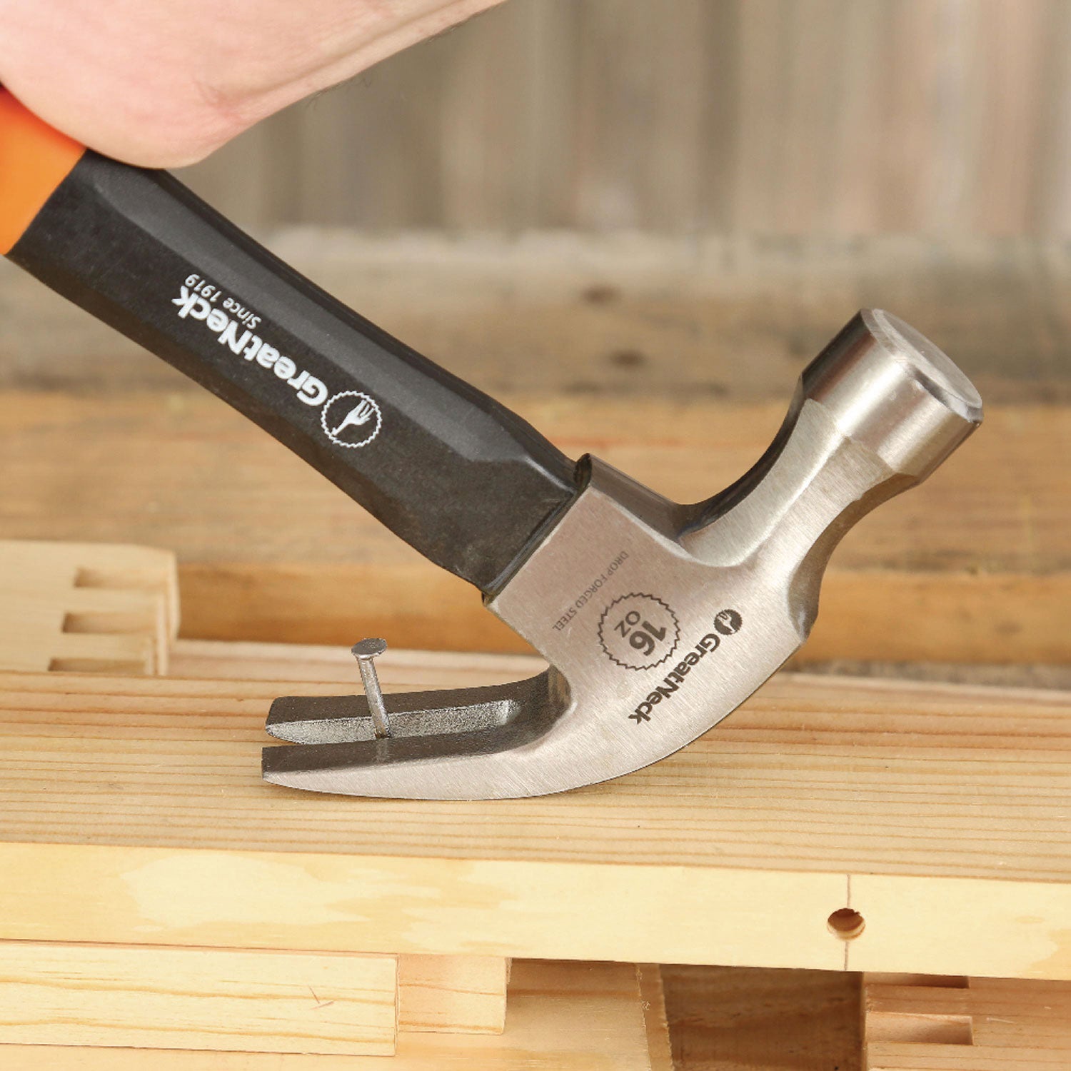 Great Neck® 16 oz Claw Hammer with High-Visibility Orange Fiberglass Handle