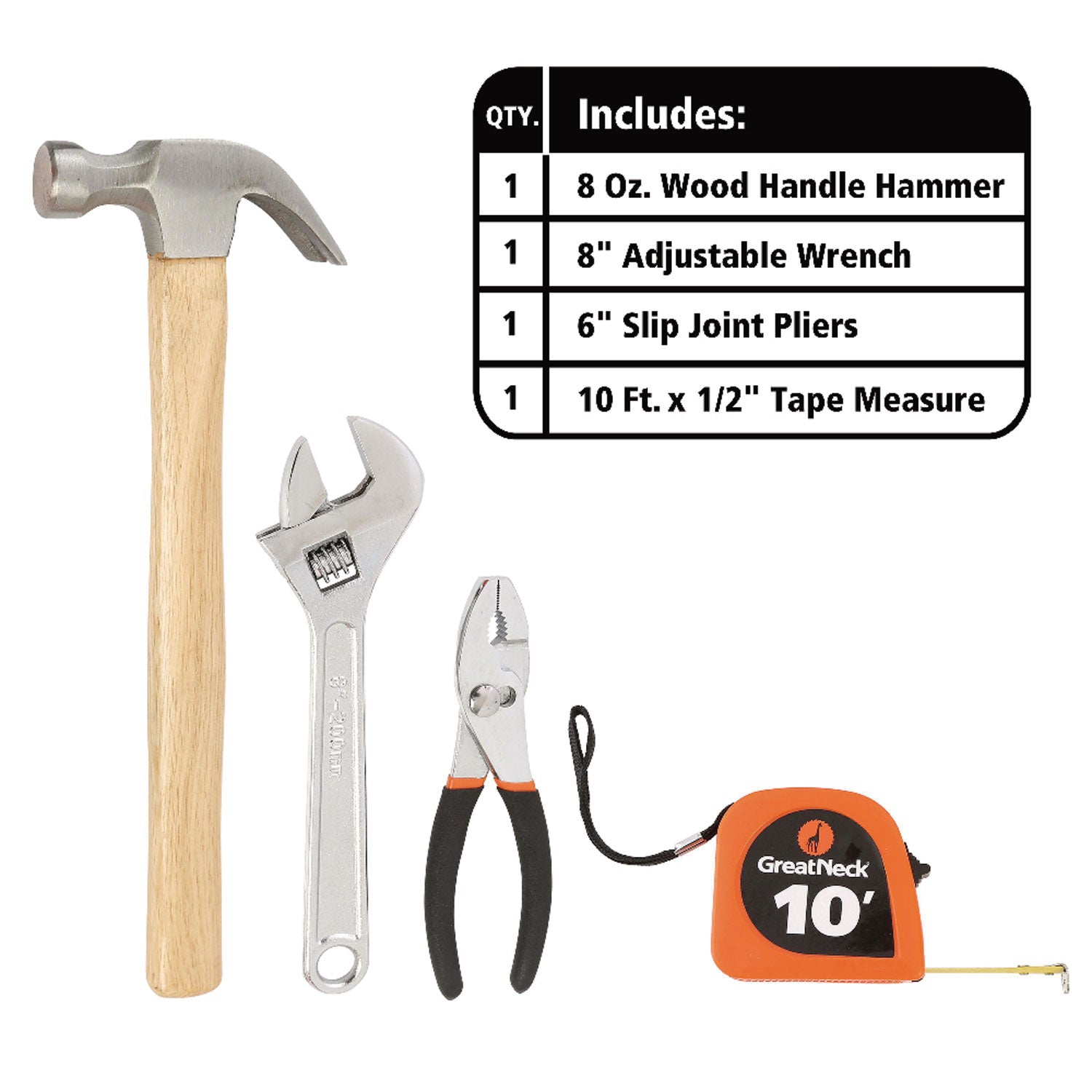 Great Neck® 16-Piece Light-Duty Office Tool Kit, Metal Box, Red