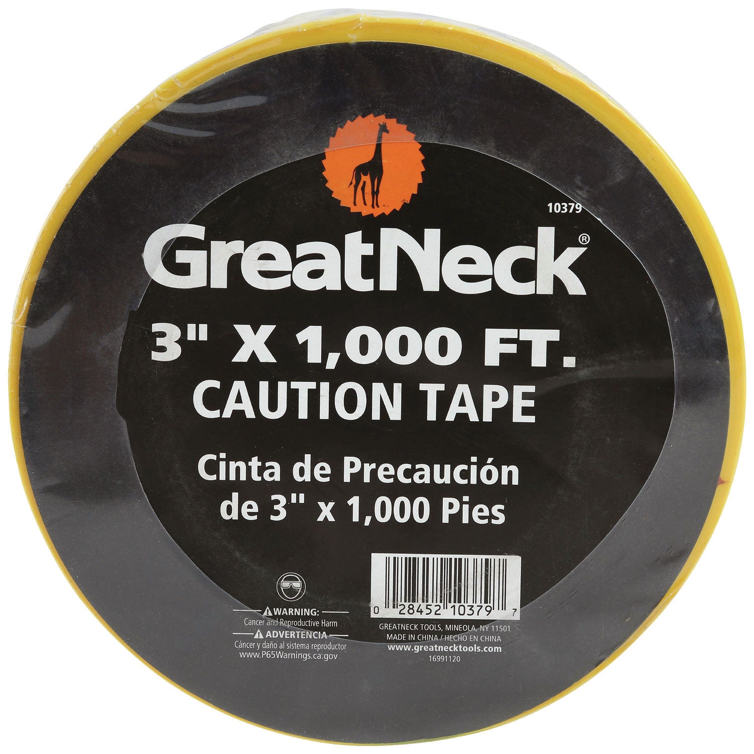 Great Neck® Caution Safety Tape, Non-Adhesive, 3" X 1,000 Ft, Yellow
