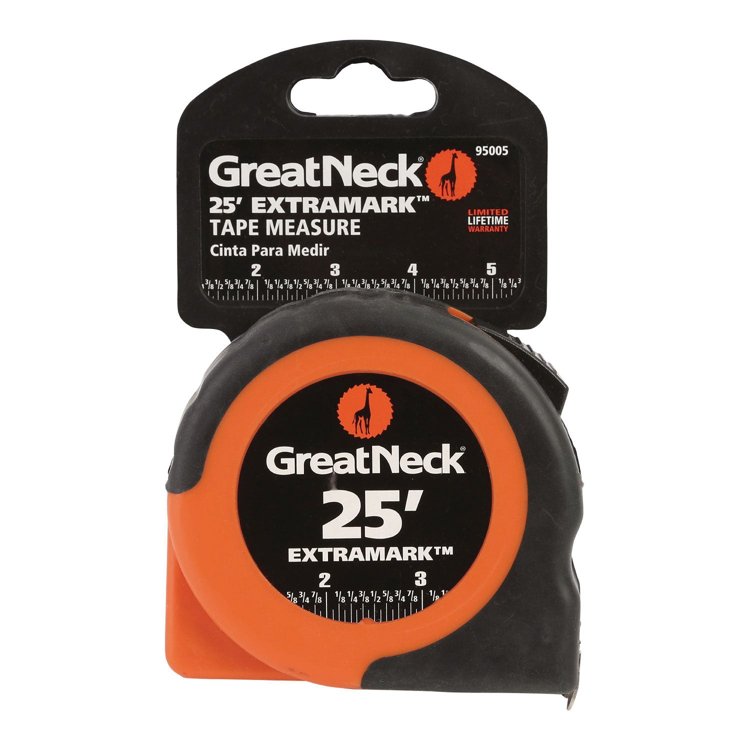 Great Neck® ExtraMark Power Tape, 1" x 25 ft, Steel, Orange/Black