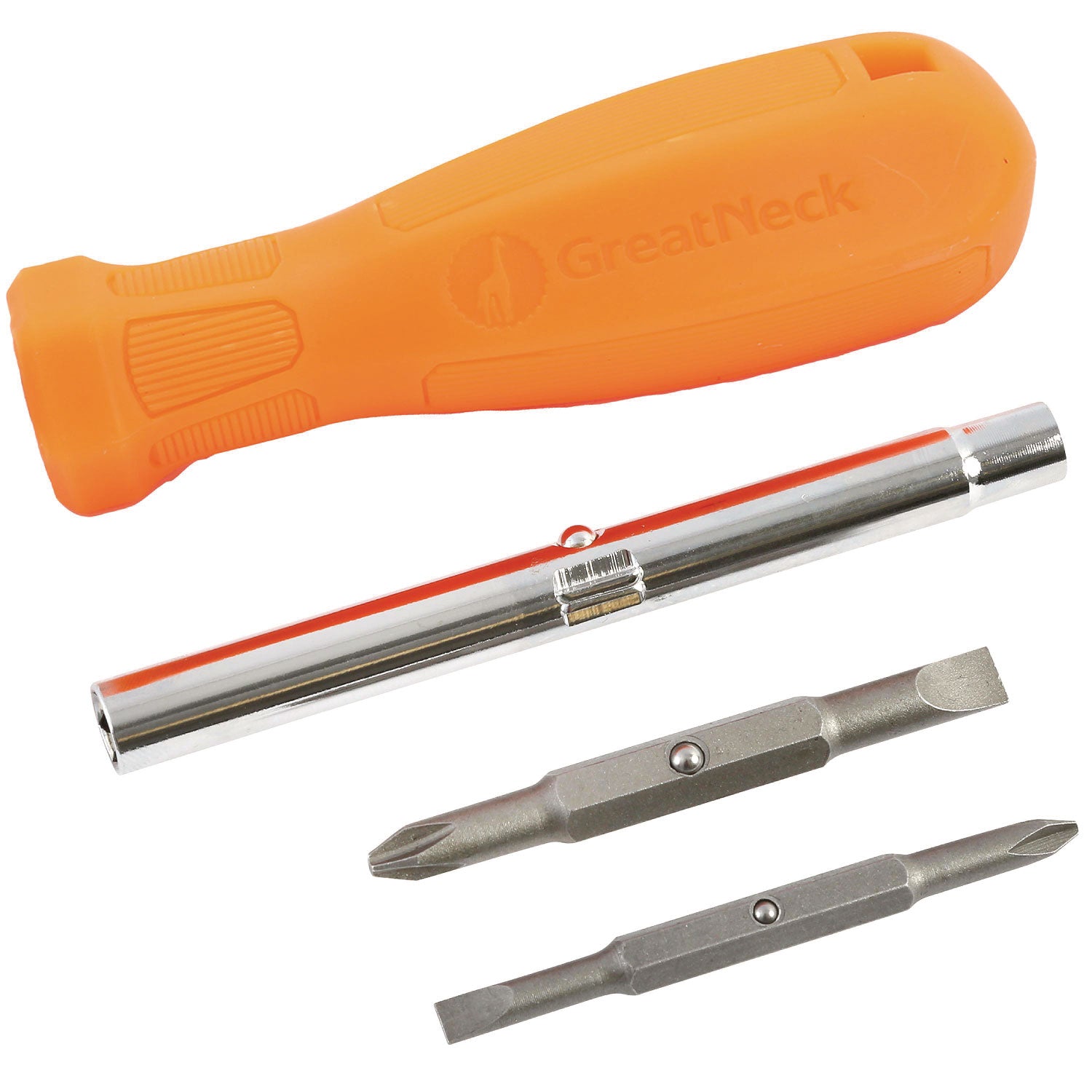 Great Neck® 4 In-1 Screwdriver W/interchangeable Phillips/standard Bits, Assorted Colors