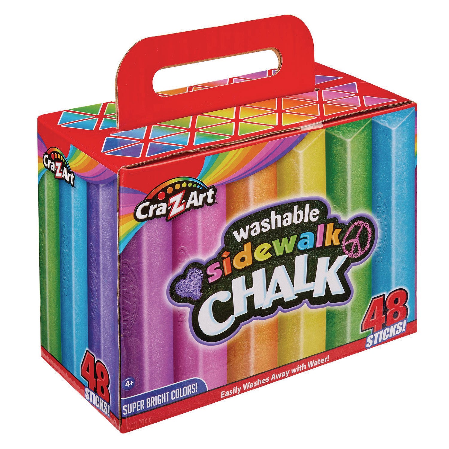 Cra-Z-Art® Washable Sidewalk Chalk, Triangle Shaped, 12.63", 48 Assorted Bright Colors, 48 Sticks/Set