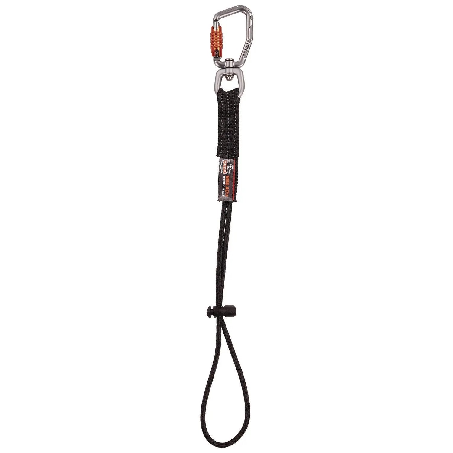 Squids 3714 Elastic Tool Tail Lanyard w/Carabiner and Cinch Loop, 10 lb Max Working Capacity, 15" Long, Black, 3/Pack ergodyne® Flipcost