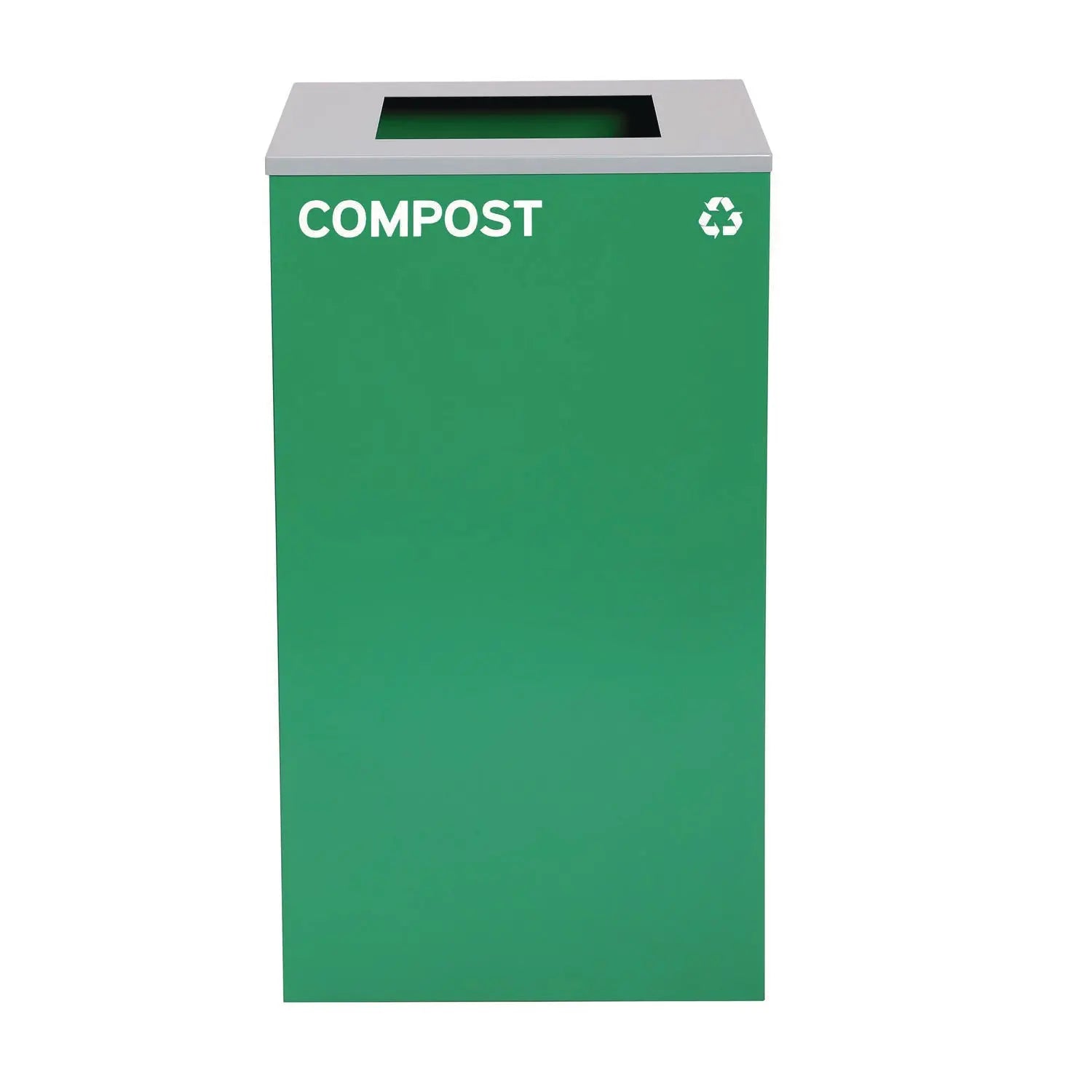 29 Gallon Trash/Recycling Cans, Steel, Green Compost Can with Square Lid