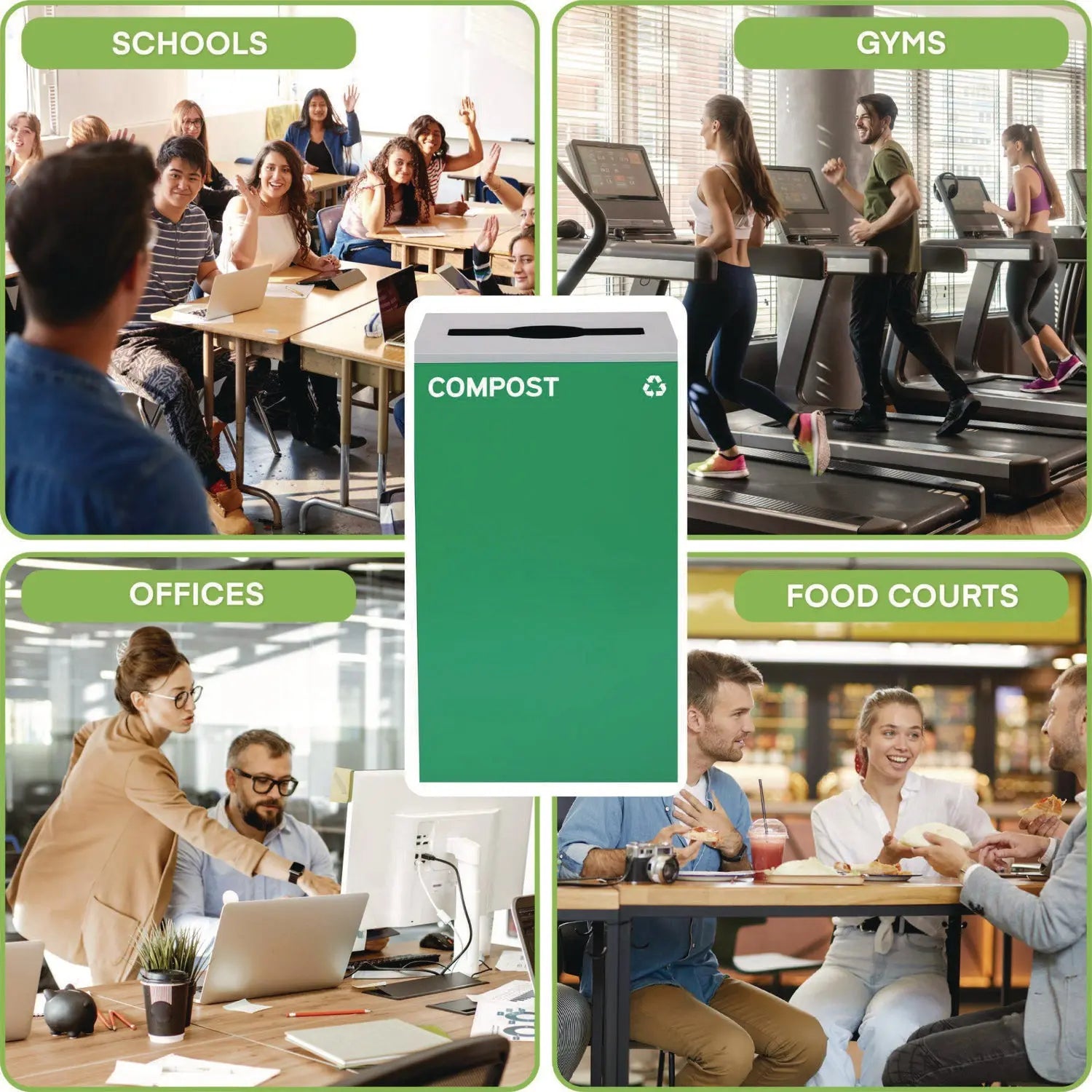 29 Gallon Trash/Recycling Cans, Steel, Green Compost Can with Mixed Lid Alpine Industries Flipcost