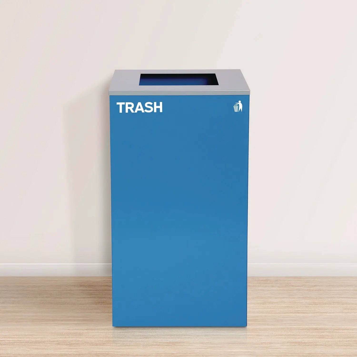 29 Gallon Trash/Recycling Cans, Steel, Blue Trash Can with Square Lid Alpine Industries Flipcost