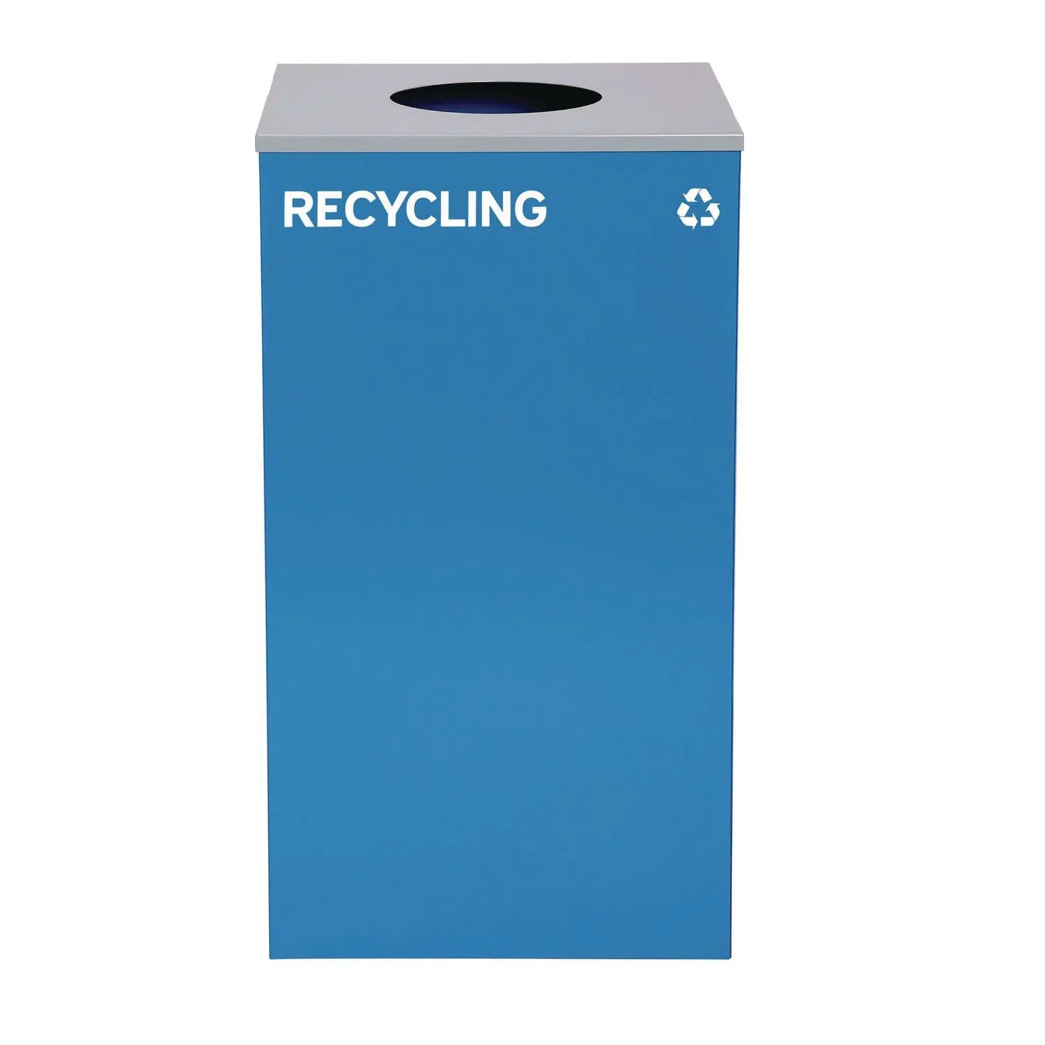 29 Gallon Trash/Recycling Cans, Steel, Blue Recycling Can w/Circle Lid, Green Compost Can and Black Trash Can w/Square Lids Alpine Industries Flipcost