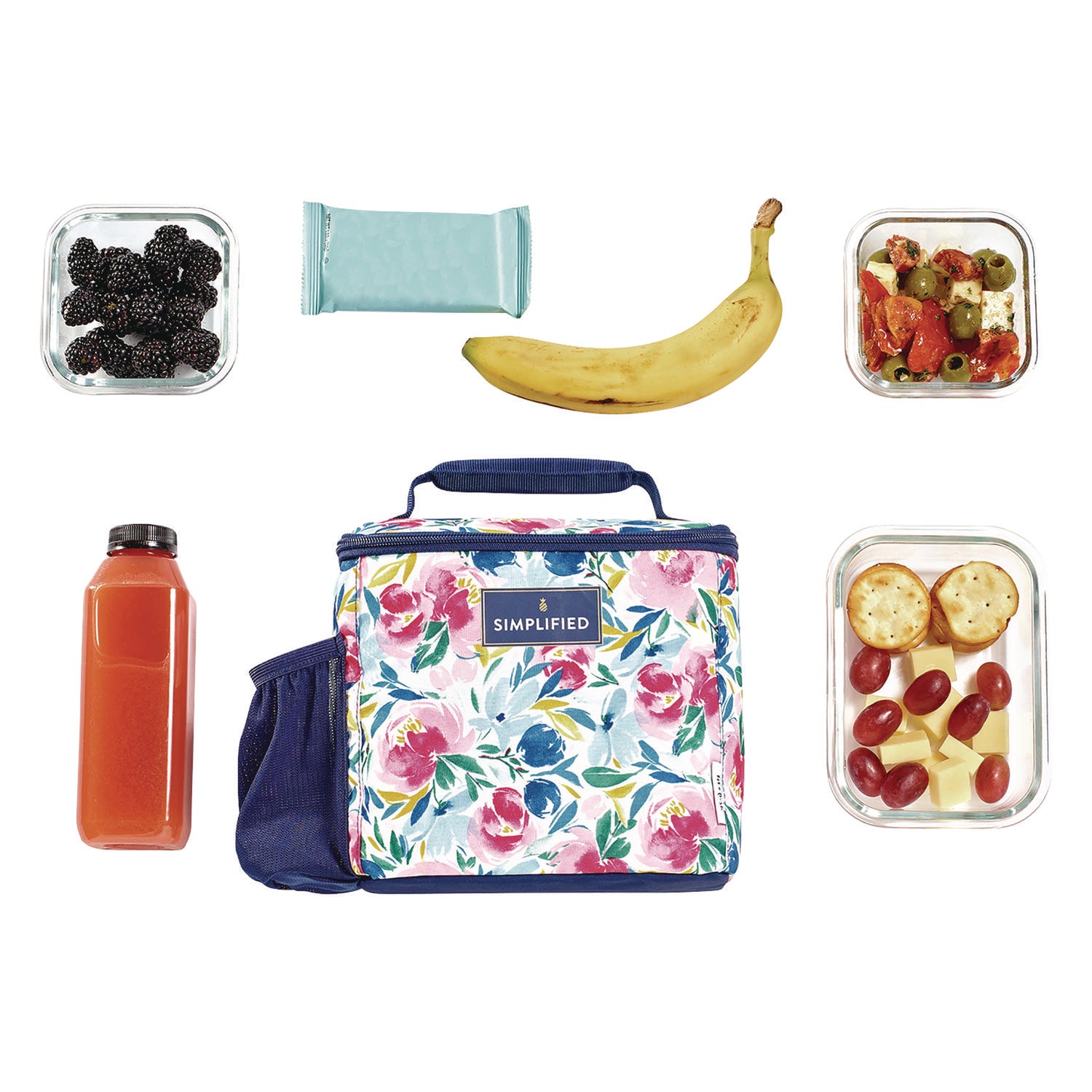 fit + fresh Simplified Lunch Bag, 9.25 x 5 x 9, Multicolor Floral