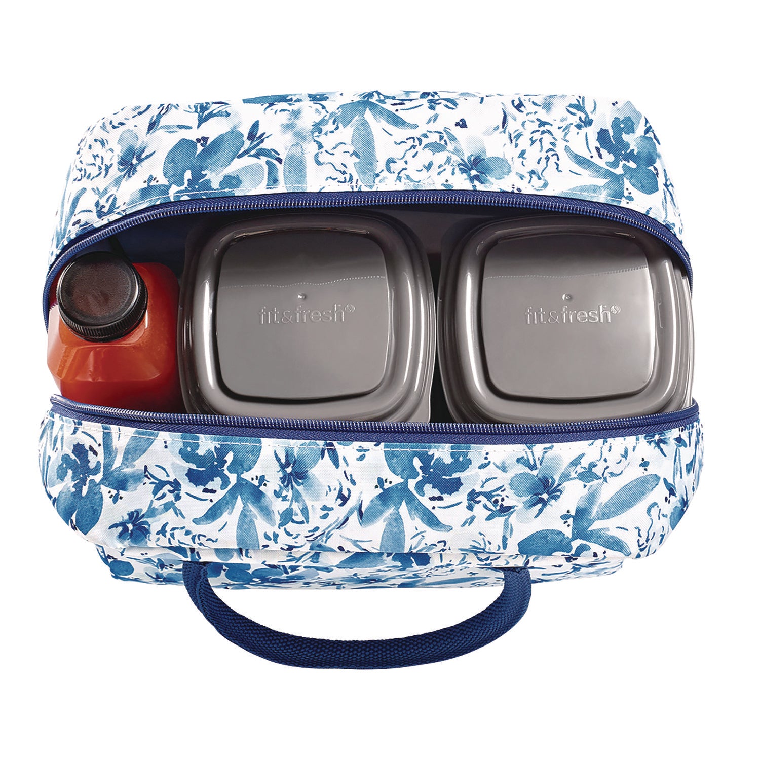 fit + fresh Simplified Lunch Bag, 9 x 6 x 10, Blue Floral