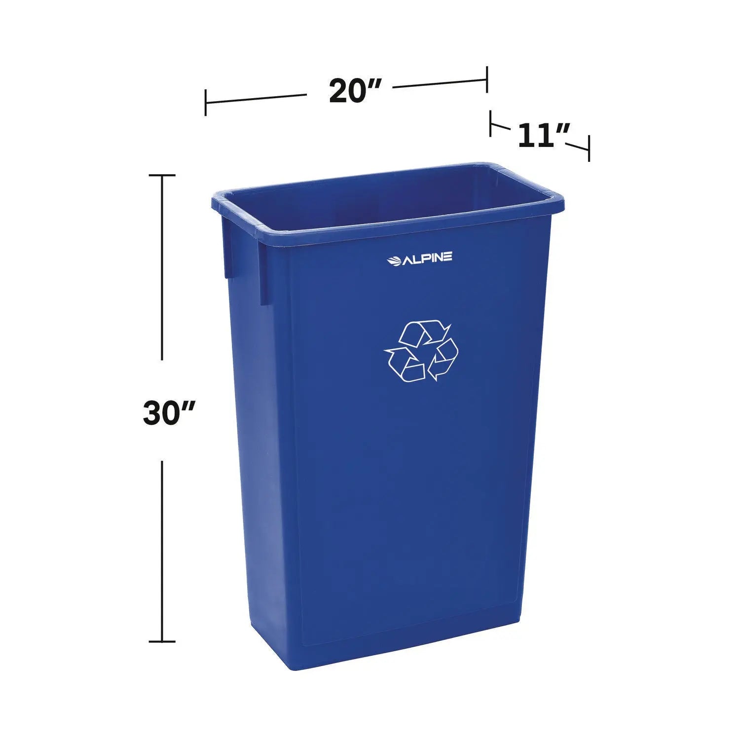 Slim 23 Gallon Recycling Bin, Plastic, Blue Alpine Industries Flipcost