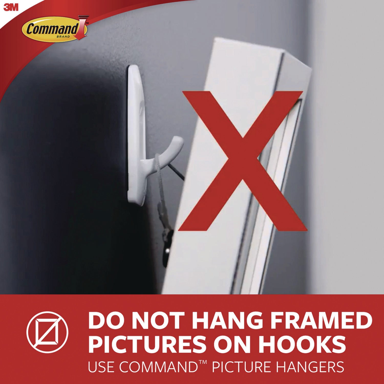 Command™ X-Large Utility Hooks, Plastic, White, 10 lb Capacity, 2 Hooks and 6 Strips/Pack