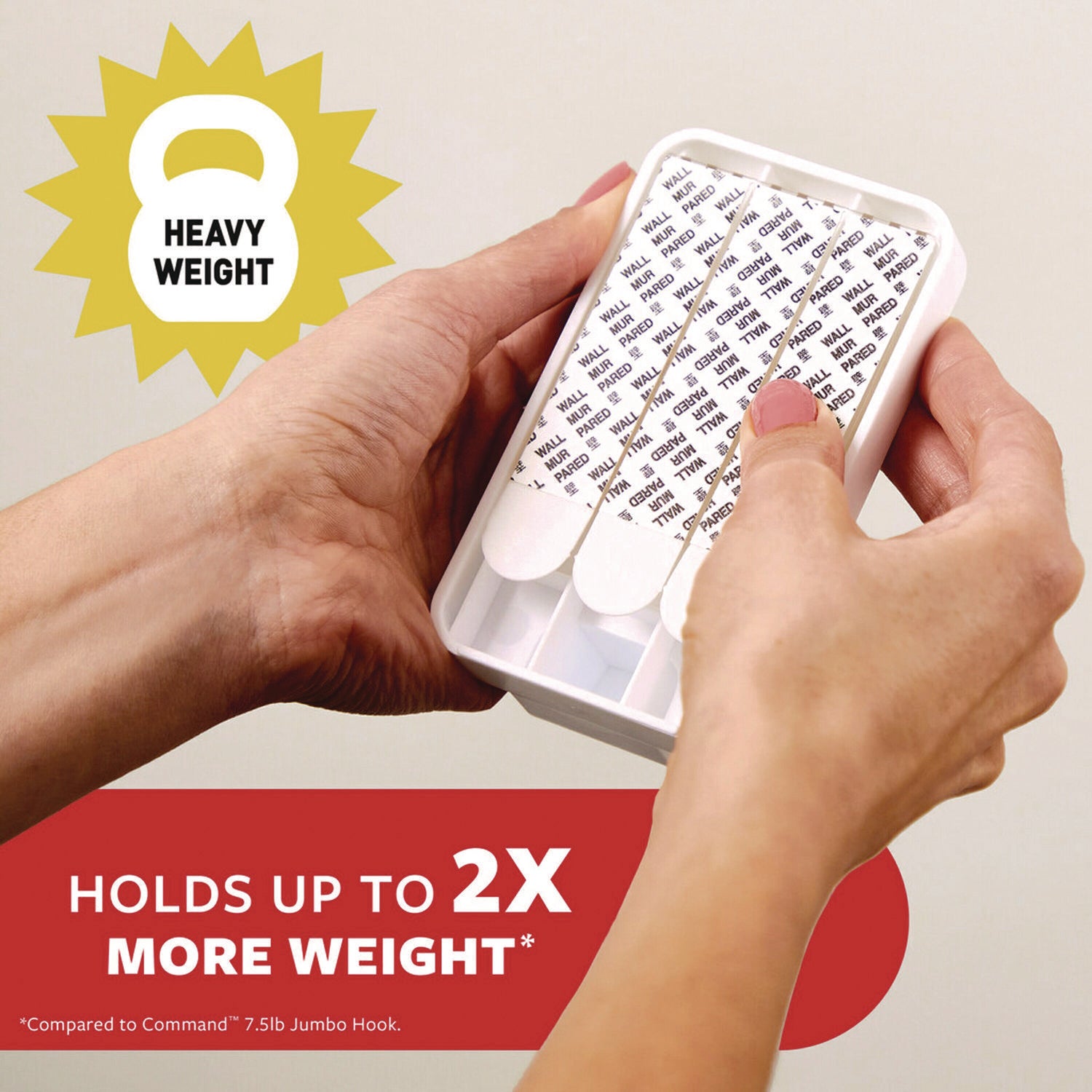 Command™ X-large Utility Hooks, Plastic, White, 15 lb Capacity, 2 Hooks and 8 Strips/Pack