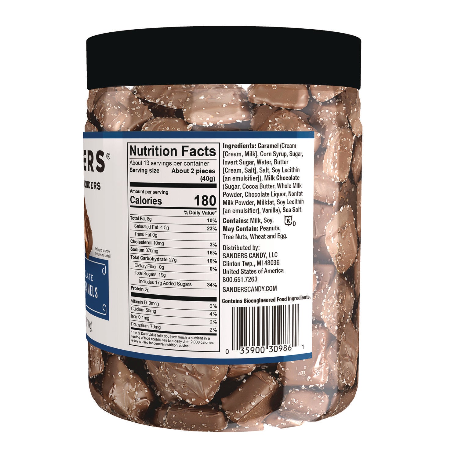 Sanders® Small Batch Wonders Milk Chocolate Sea Salt Caramels, 18 oz Tub