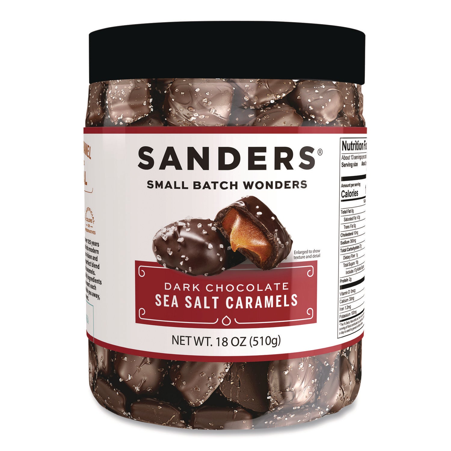 Sanders® Small Batch Wonders Dark Chocolate Sea Salt Caramels, 18 oz Tub