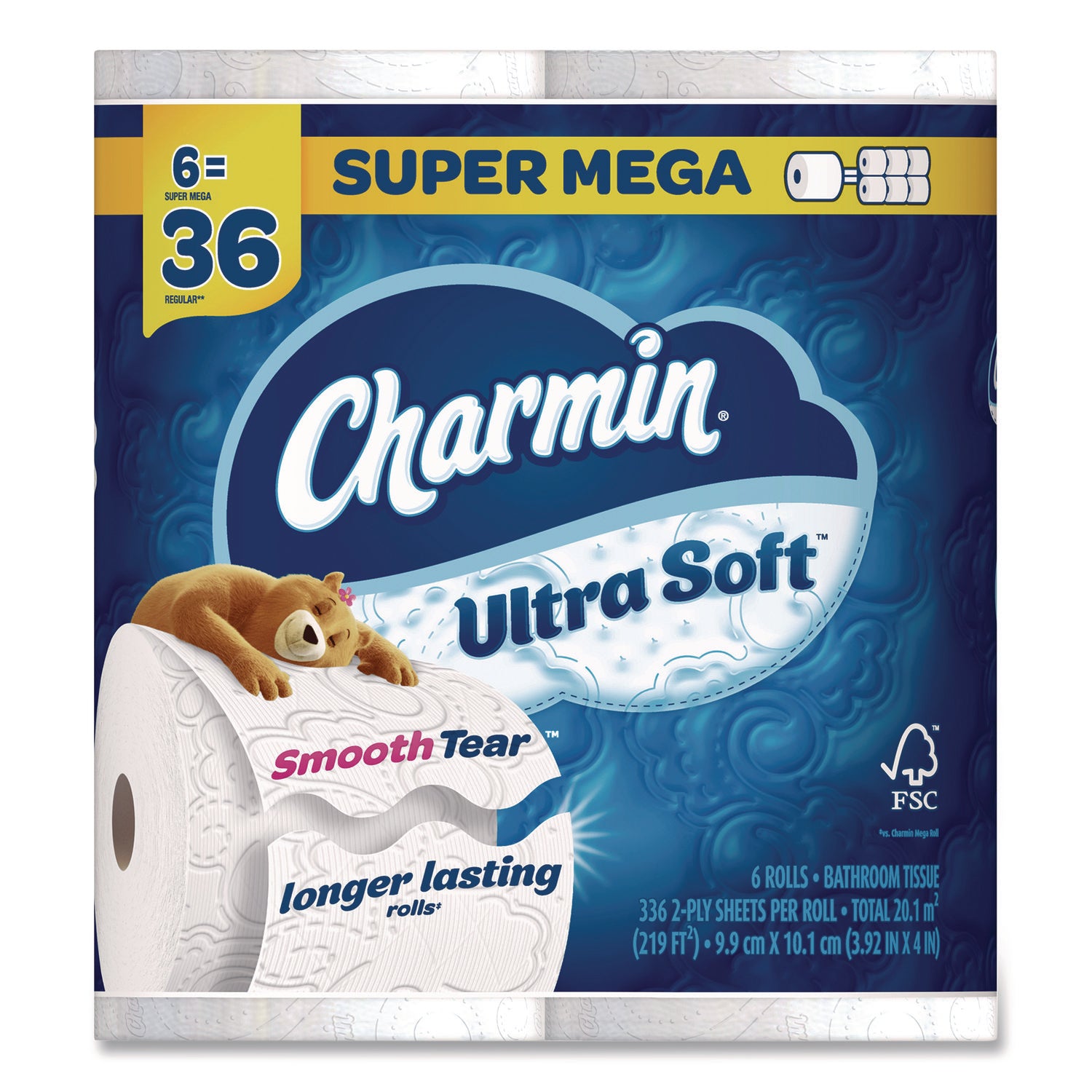Charmin® Ultra Soft Bathroom Tissue, Septic Safe, 2-Ply, White, 336 Sheets/Roll, 6 Rolls/Pack