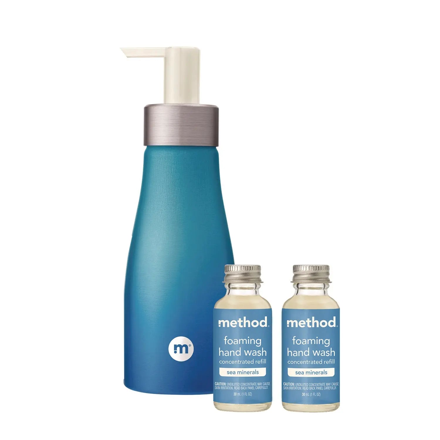 Method® Refill + Reuse Foaming Hand Soap Refill Kit, Sea Minerals, (2) 1 oz Refill Bottles, 10 oz Dispenser Bottle Method® Flipcost