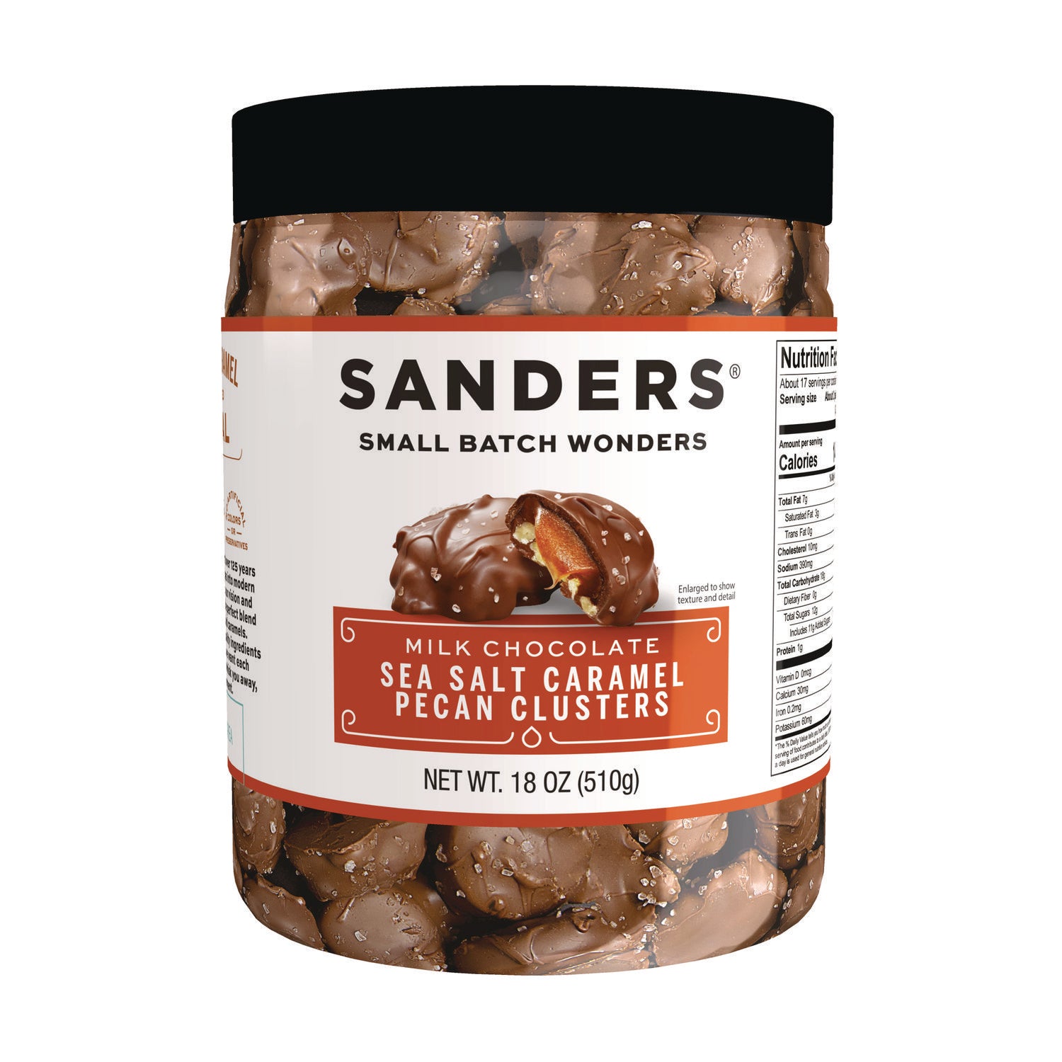 Sanders® Small Batch wonders Sea Salt Caramel Pecan Clusters, 18 oz Tub