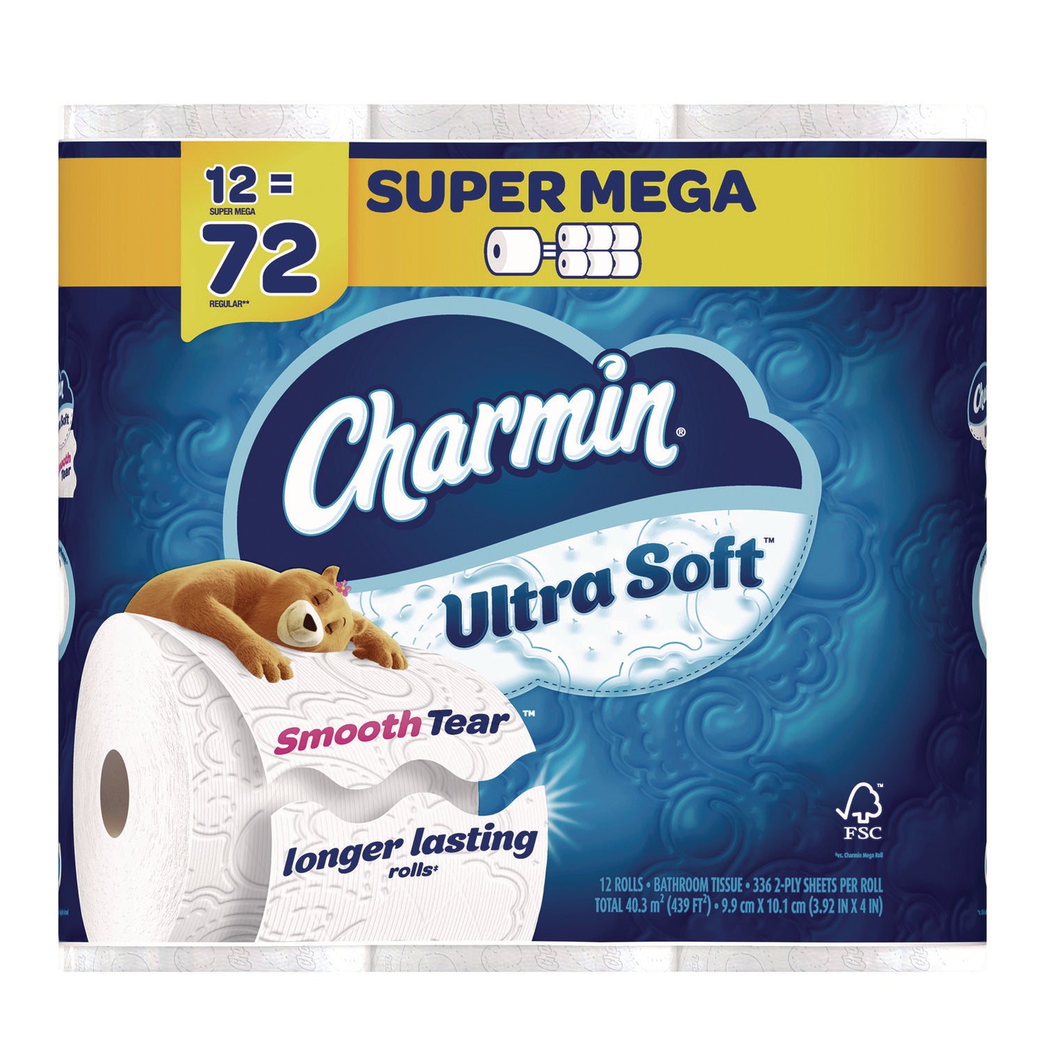 Charmin® Ultra Soft Bathroom Tissue, Septic Safe, 2-Ply, White, 336 Sheets/Roll, 12 Rolls/Pack