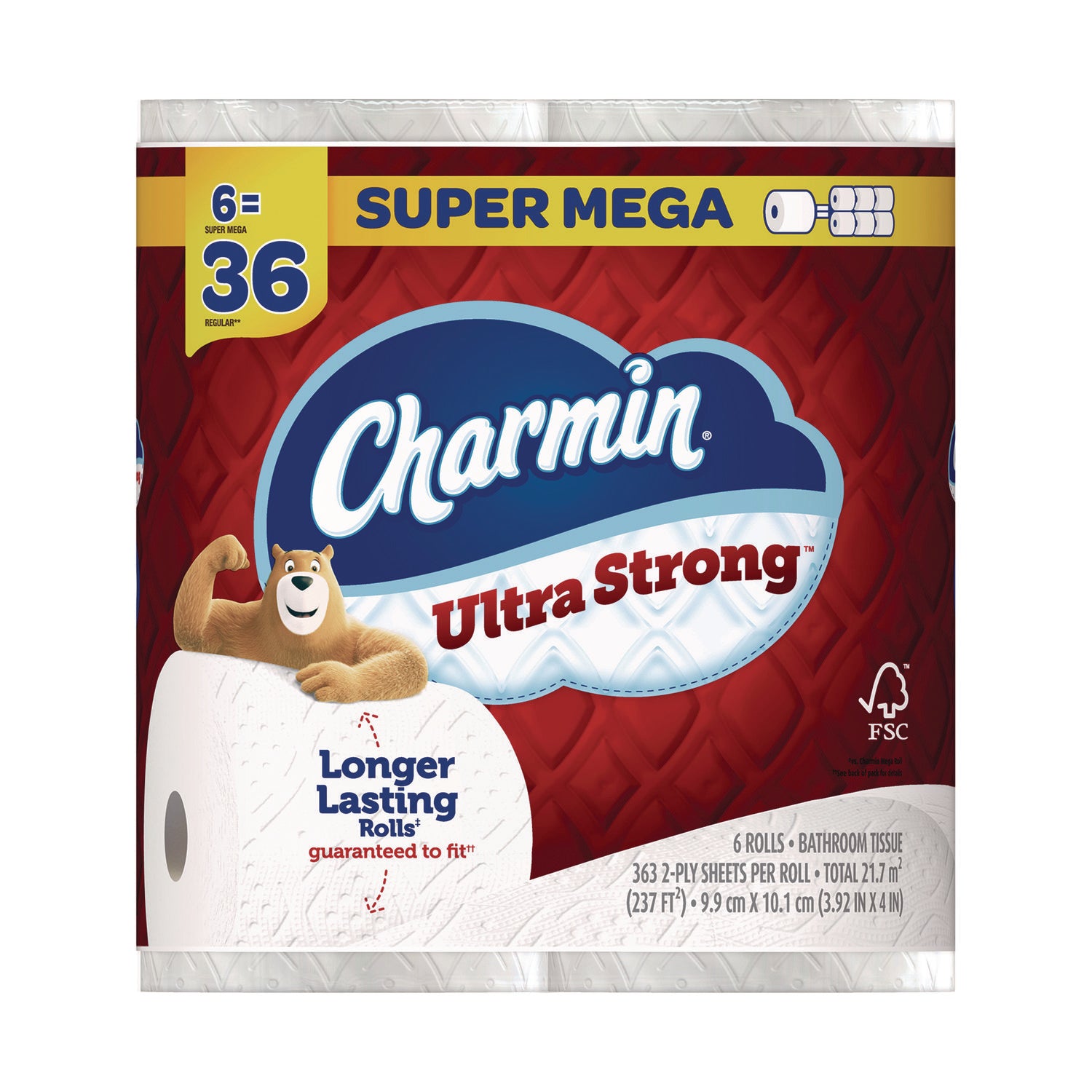 Charmin® Ultra Strong Bathroom Tissue, Septic Safe, 2-Ply, White, 363 Sheets/Roll, 6 Rolls/Pack