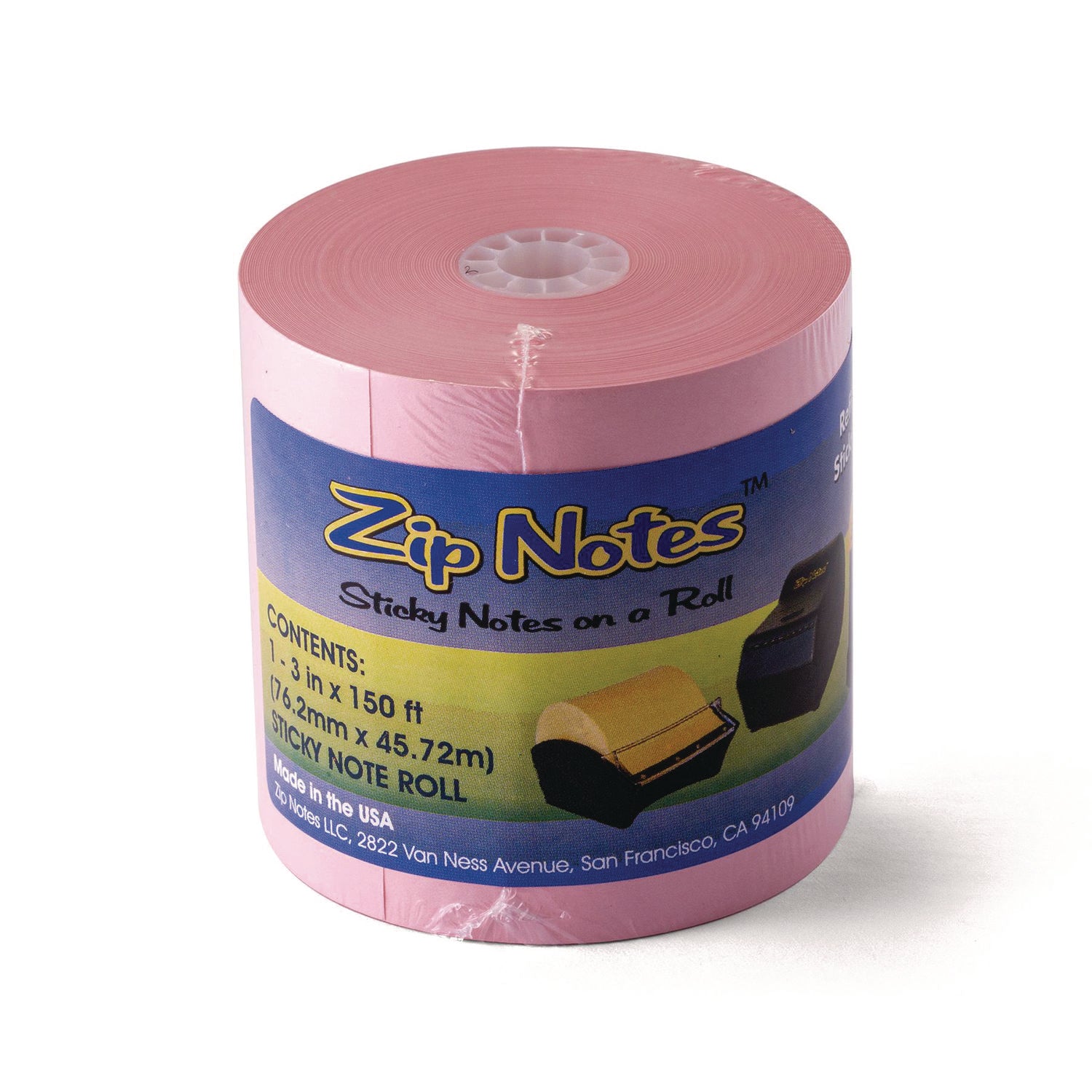 Zip Notes™ Dispenser Refill Roll, Unruled, 150 ft x 3", Pink