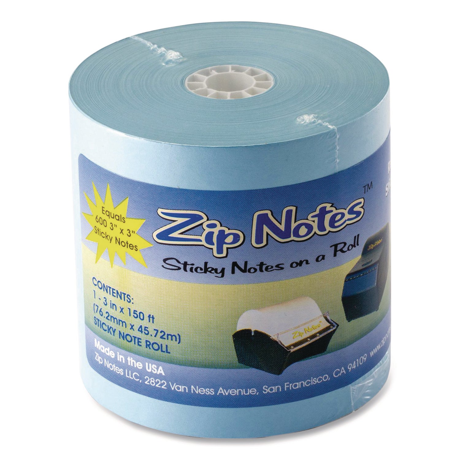 Zip Notes™ Dispenser Refill Roll, Unruled, 150 ft x 3", Blue