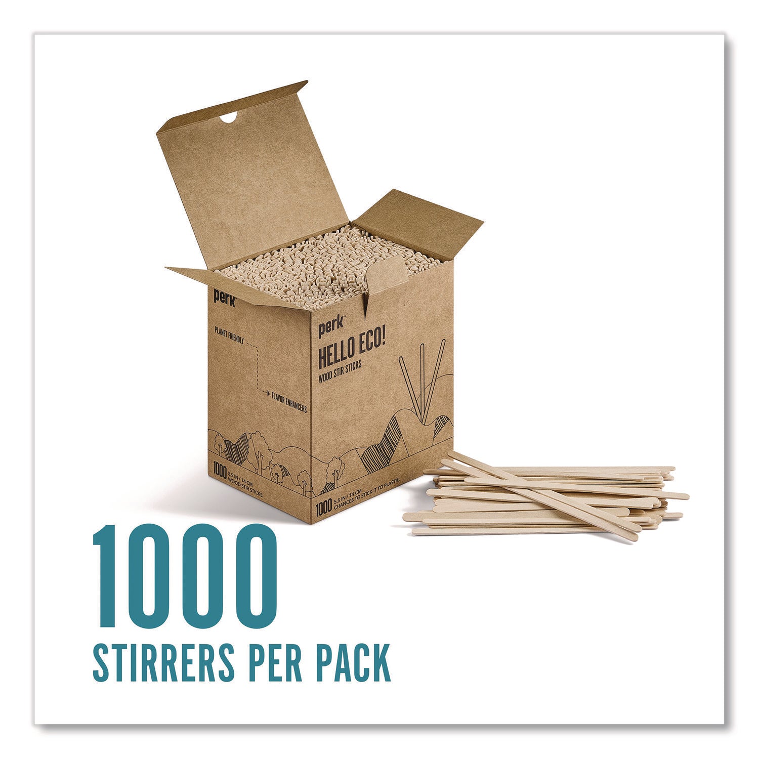 Perk™ Wood Stirrer, 5.5", 1,000/Pack