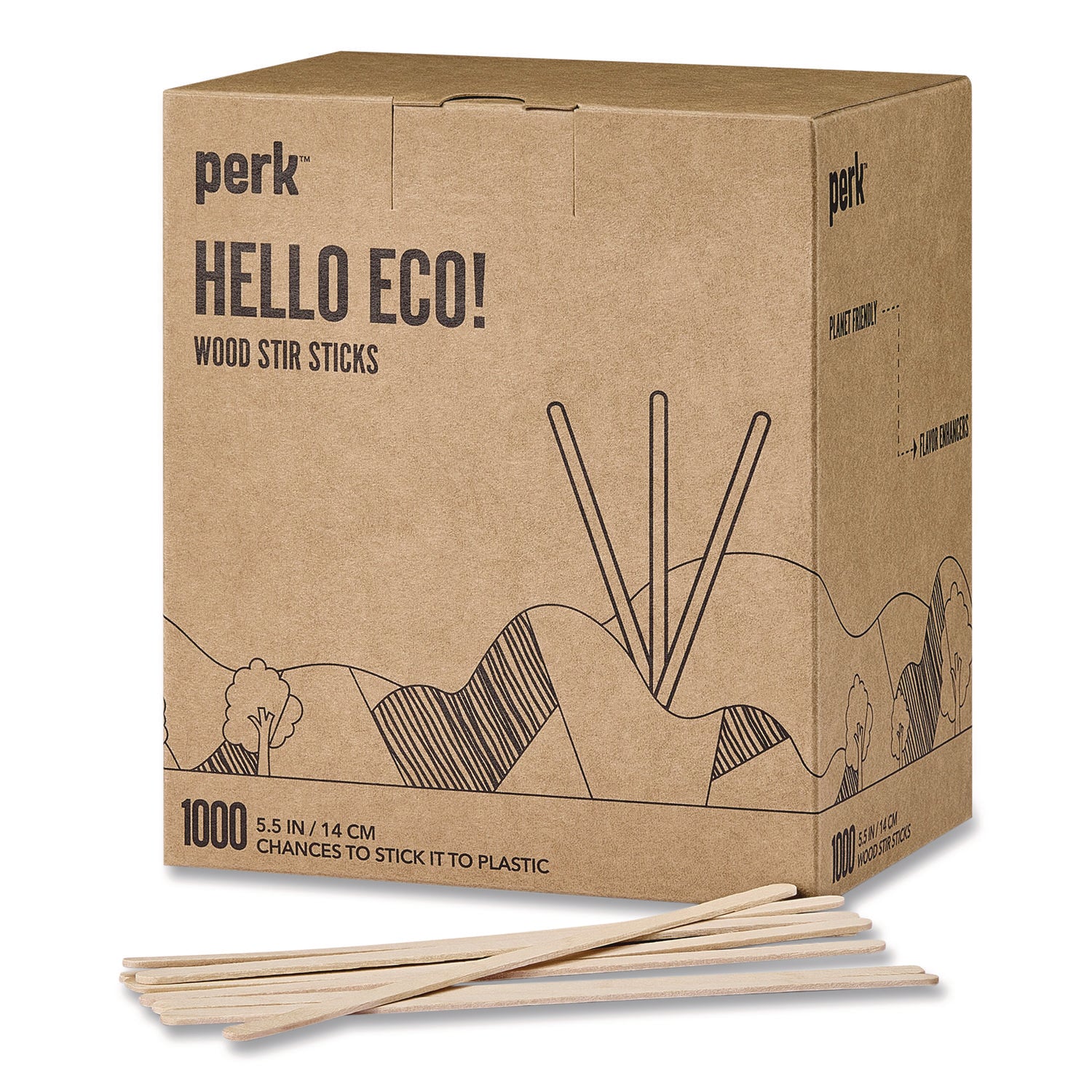 Perk™ Wood Stirrer, 5.5", 1,000/Pack