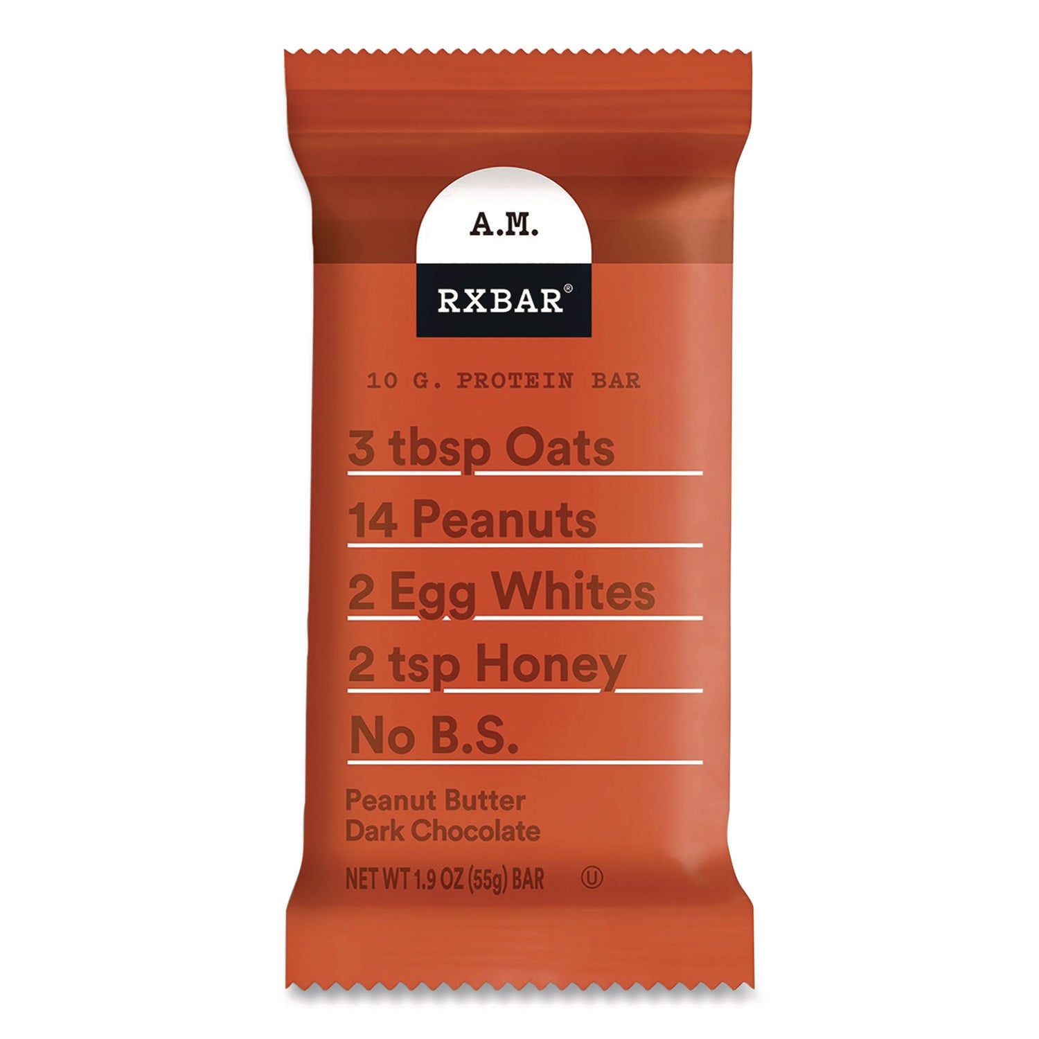 A.M. RXBAR® Gluten-Free Peanut Butter Dark Chocolate Protein Bar, 1.9 oz Bar, 12/Box