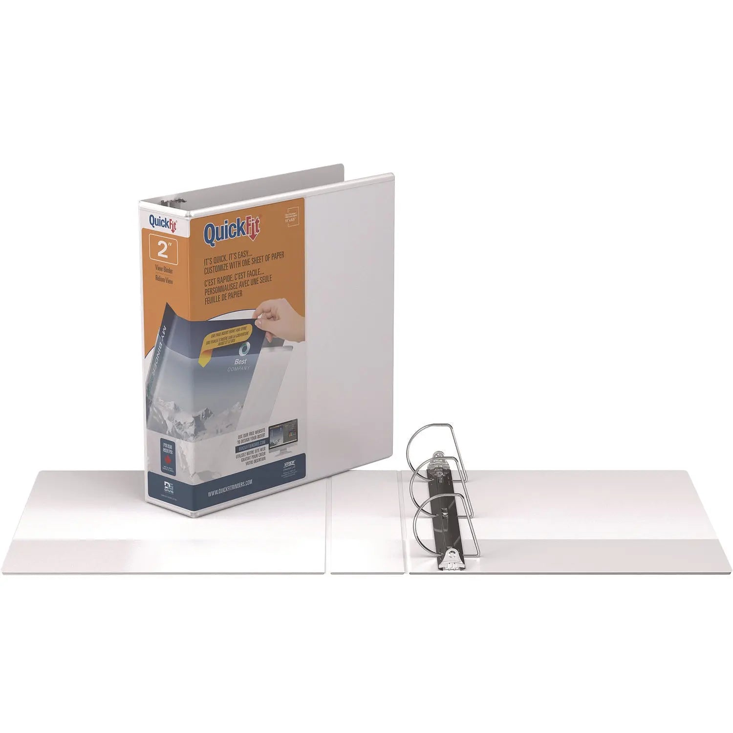 QuickFit D-Ring View Binder, 3 Rings, 2" Capacity, 11 x 8.5, White Stride Flipcost